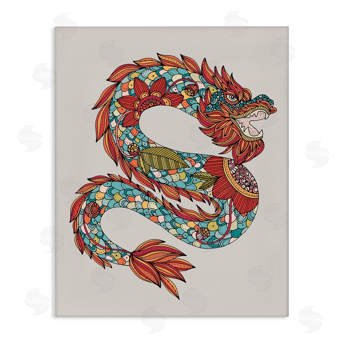 Detailed Year of Dragon Canvas Wall Art, Home Decor by Valentina Harper