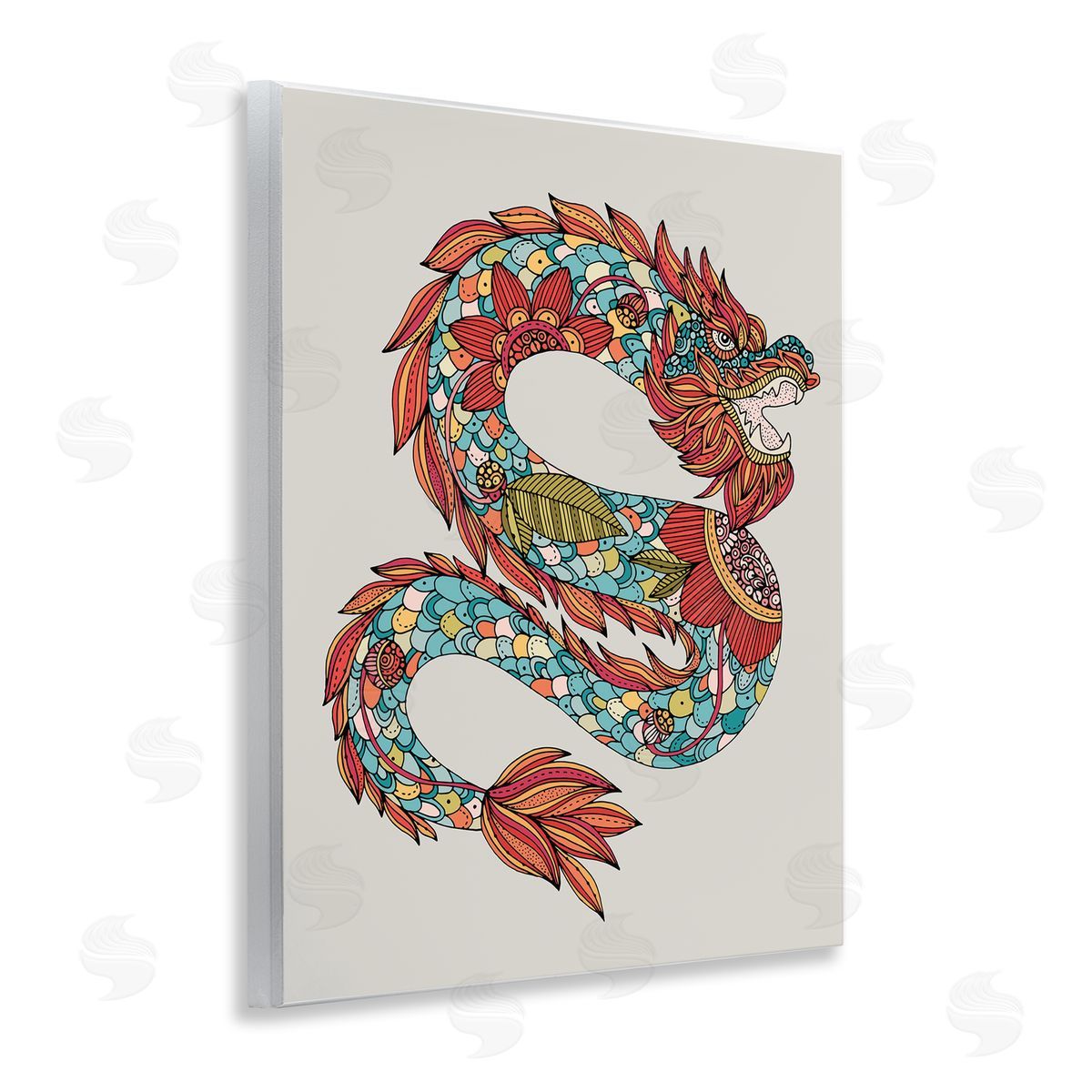 Detailed Year of Dragon Wood Plaque Wall Art, Home Decor by Valentina Harper