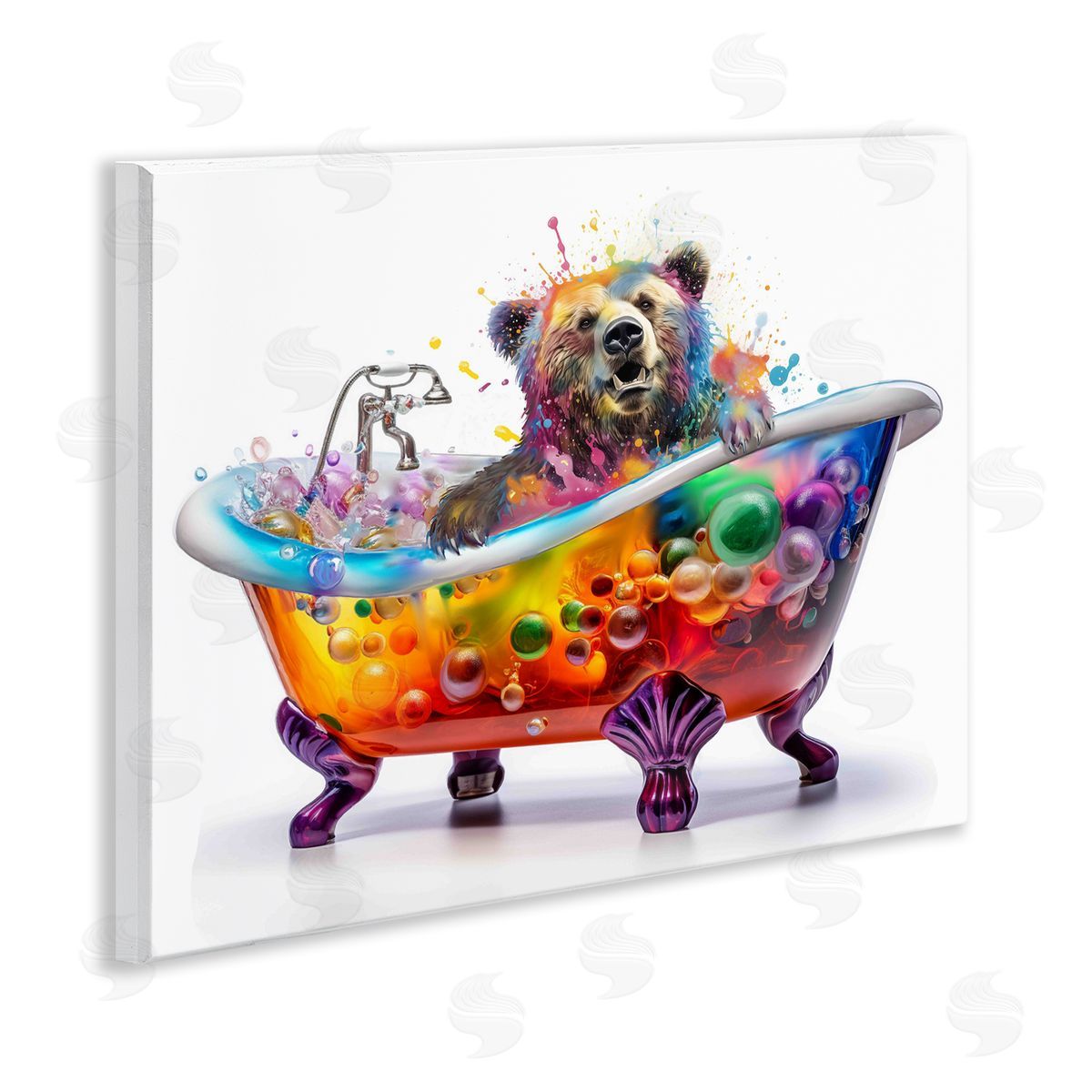 Modern Bold Bubble Bath Wood Plaque Wall Art, Home Decor by Mary Cunningham