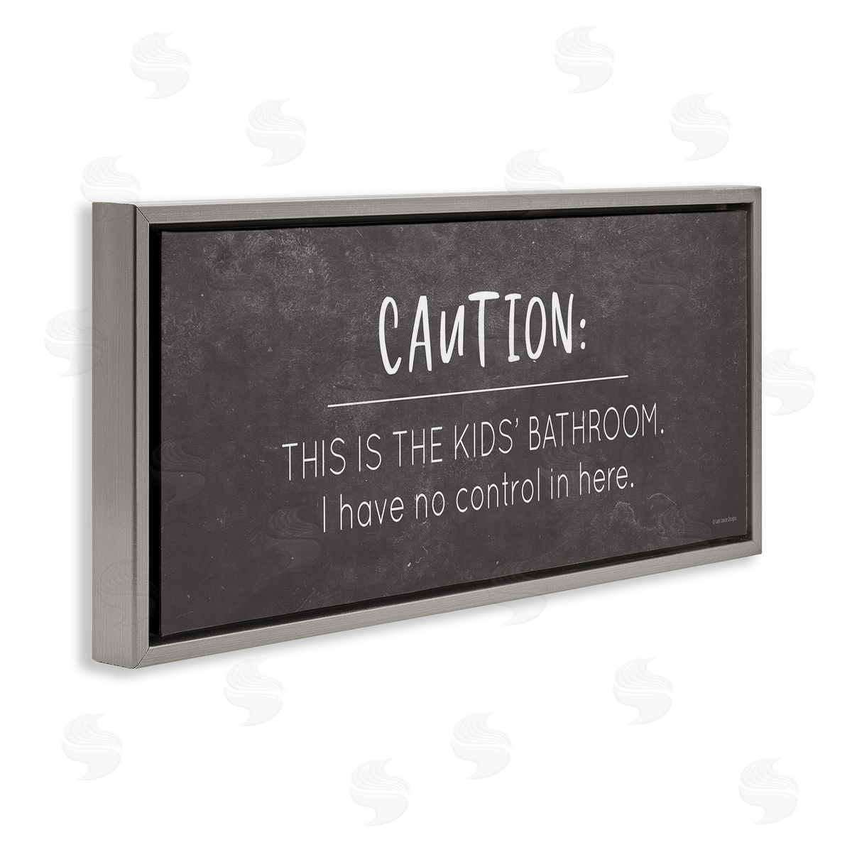 No Control Here Bathroom Grey Floating Frame Canvas Wall Art, Home Decor by Lady Louise Designs