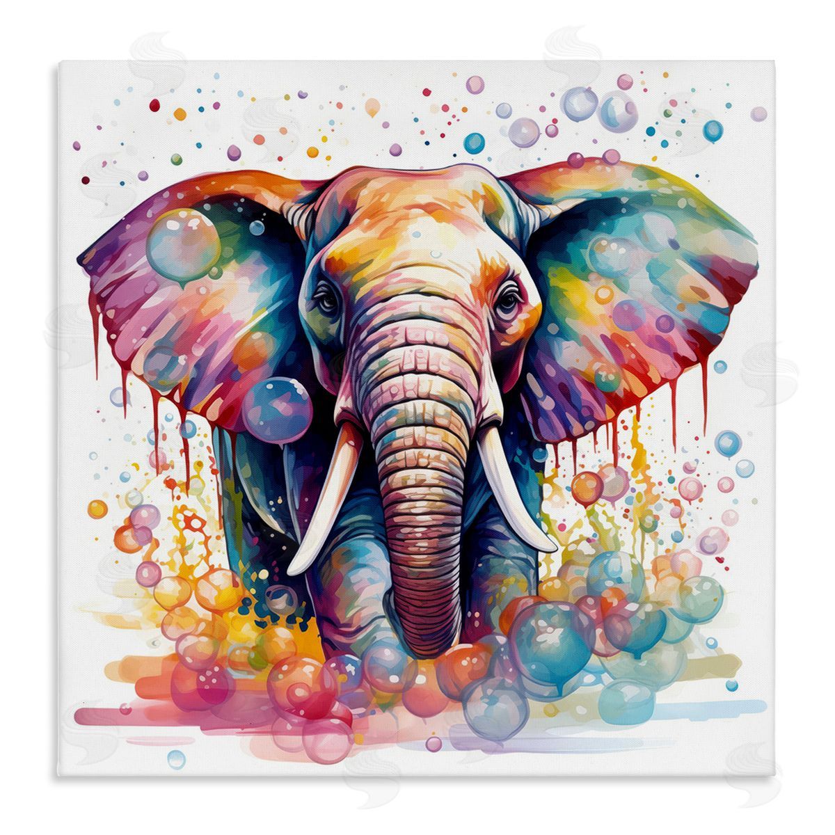MB Cunningham Bubble Pattern Elephant Canvas Wall Art Print