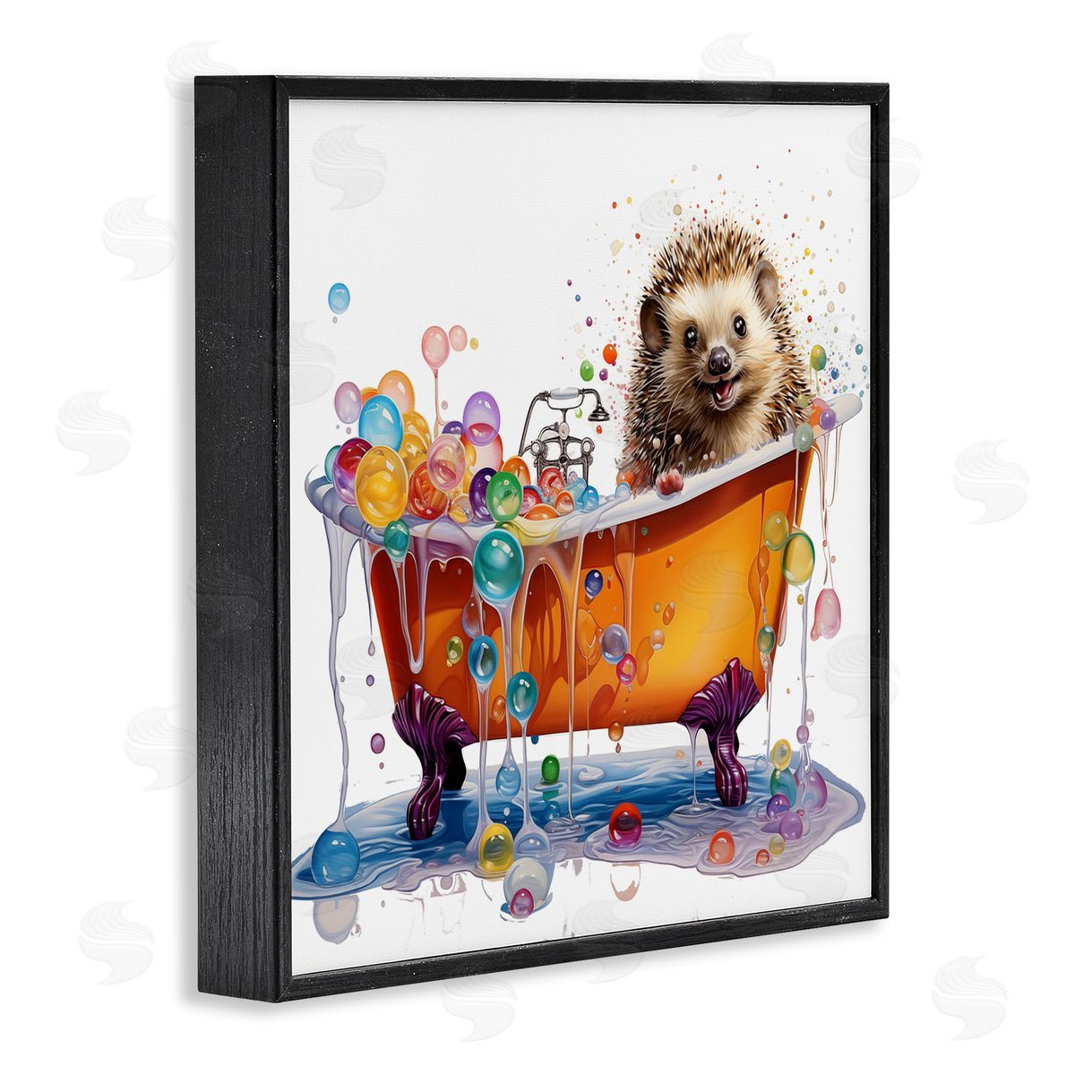 MB Cunningham Happy Hedgehog Bubble Bath Black Framed Giclee Wall Art Print