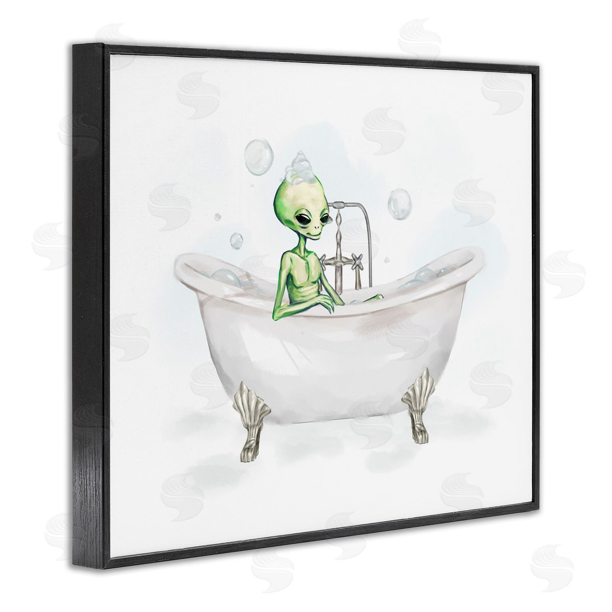 Alien Bubble Bath Black Frame Print Wall Art, Home Decor by Ziwei Li