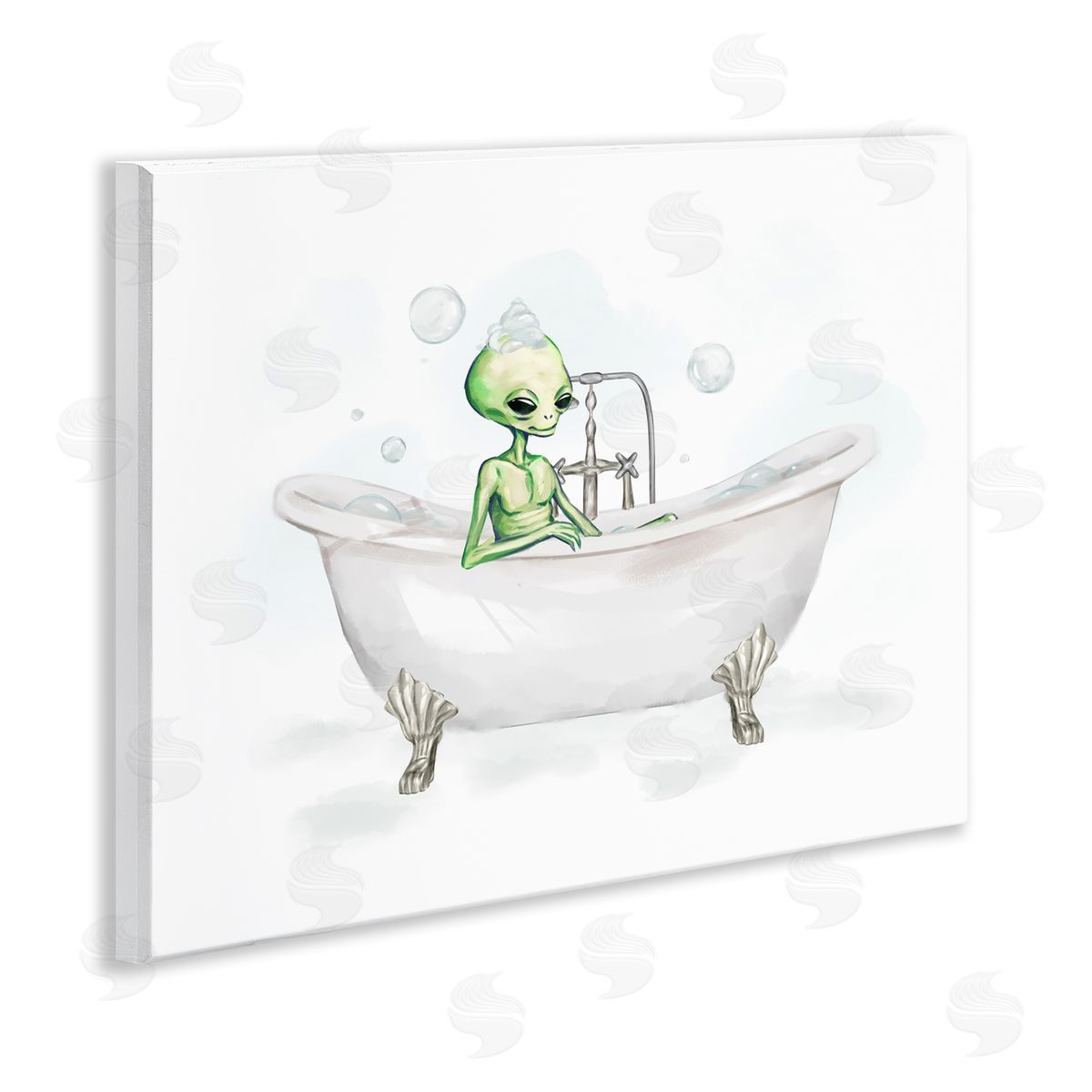 Alien Bubble Bath Wood Plaque Wall Art, Home Decor by Ziwei Li