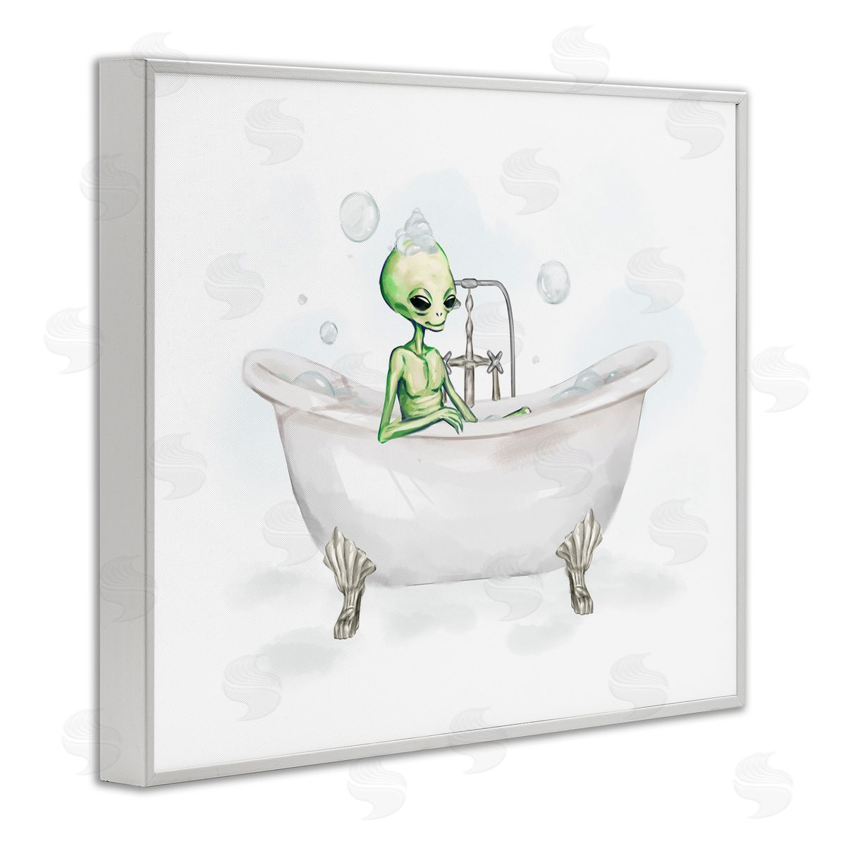 Alien Bubble Bath White Frame Print Wall Art, Home Decor by Ziwei Li