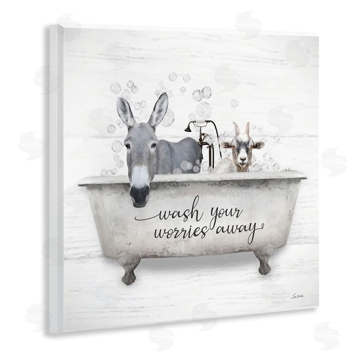 Wash Worries Away Tub Wood Plaque Wall Art, Home Decor by Lori Deiter