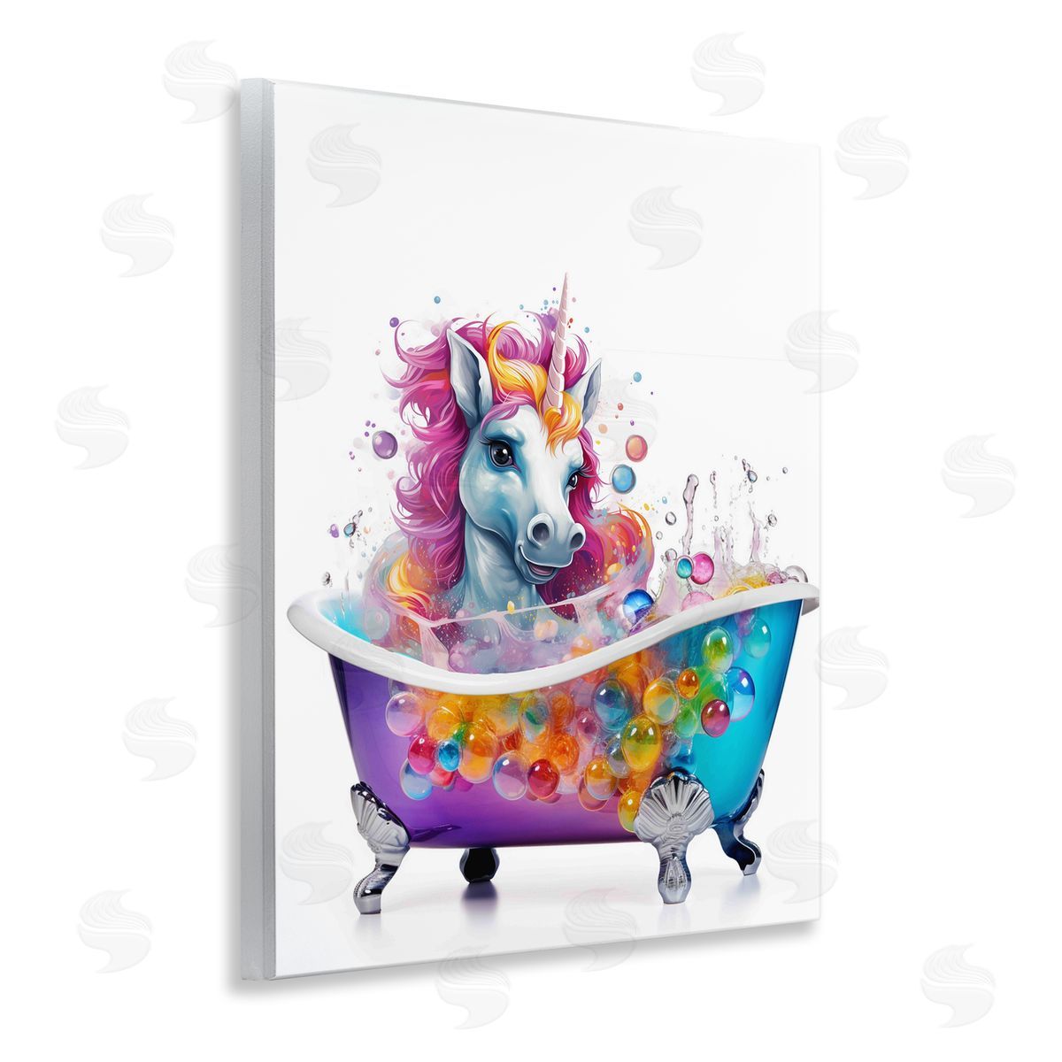 Rainbow Bubbles Unicorn Wood Plaque Wall Art, Home Decor by Mary Cunningham