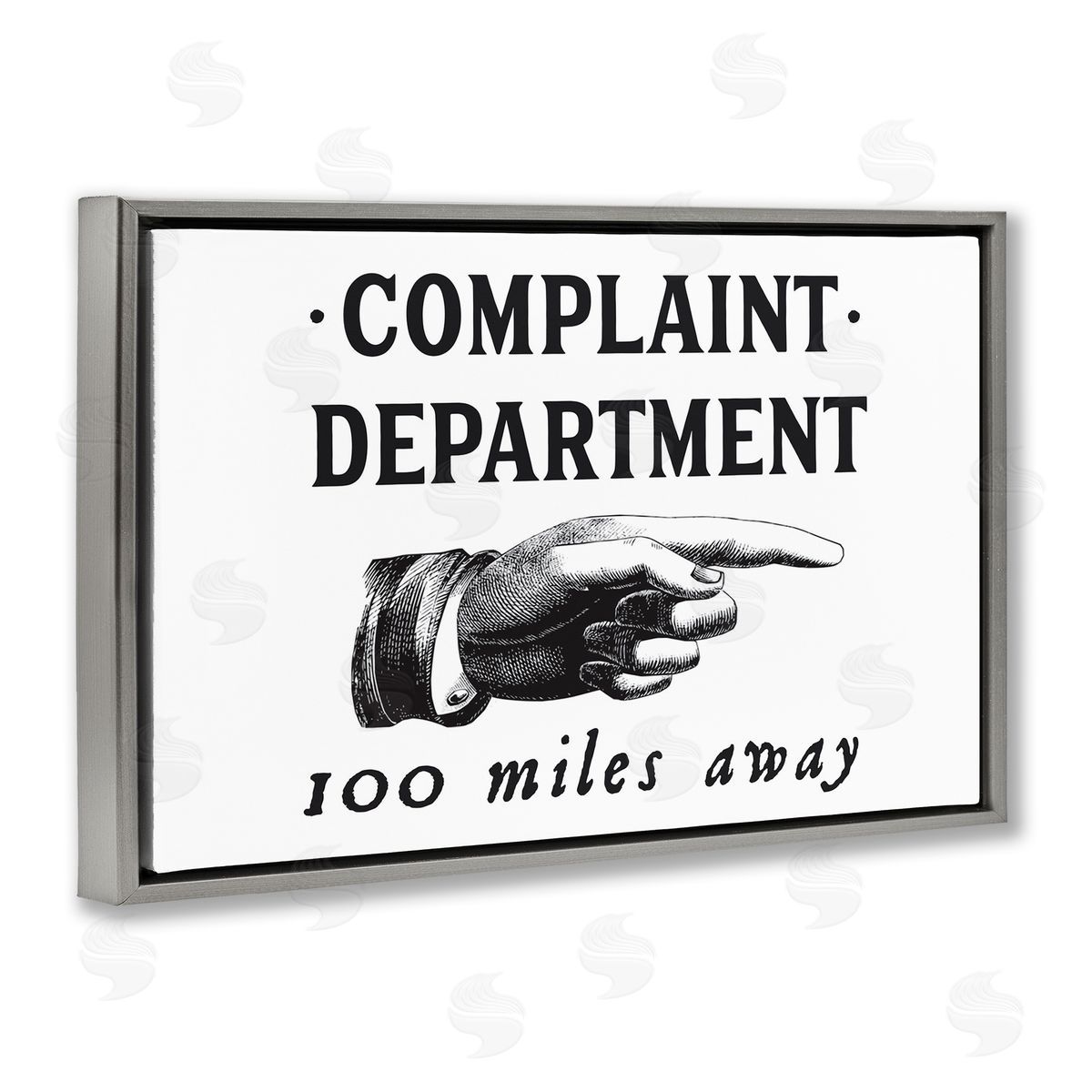 Complaint Department Pointing Grey Floating Frame Canvas Wall Art, Home Decor by Lettered and Lined