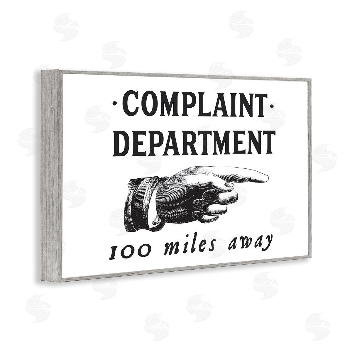 Complaint Department Pointing Grey Frame Print Wall Art, Home Decor by Lettered and Lined