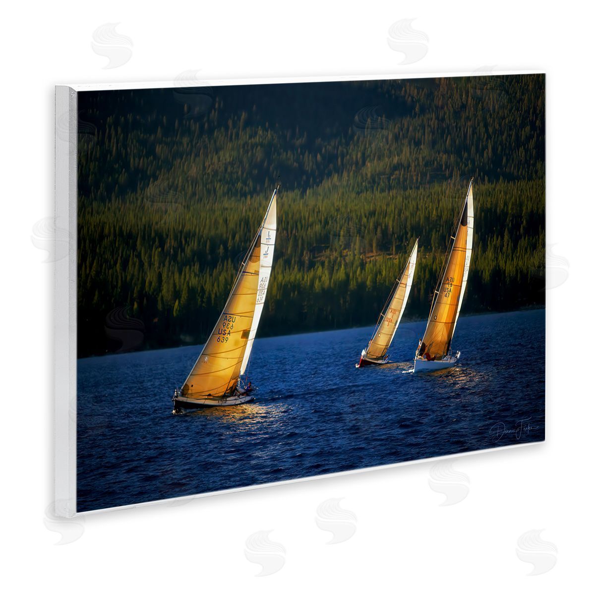 Floating Sailboat Trio Wood Plaque Wall Art, Home Decor by Dennis Frates