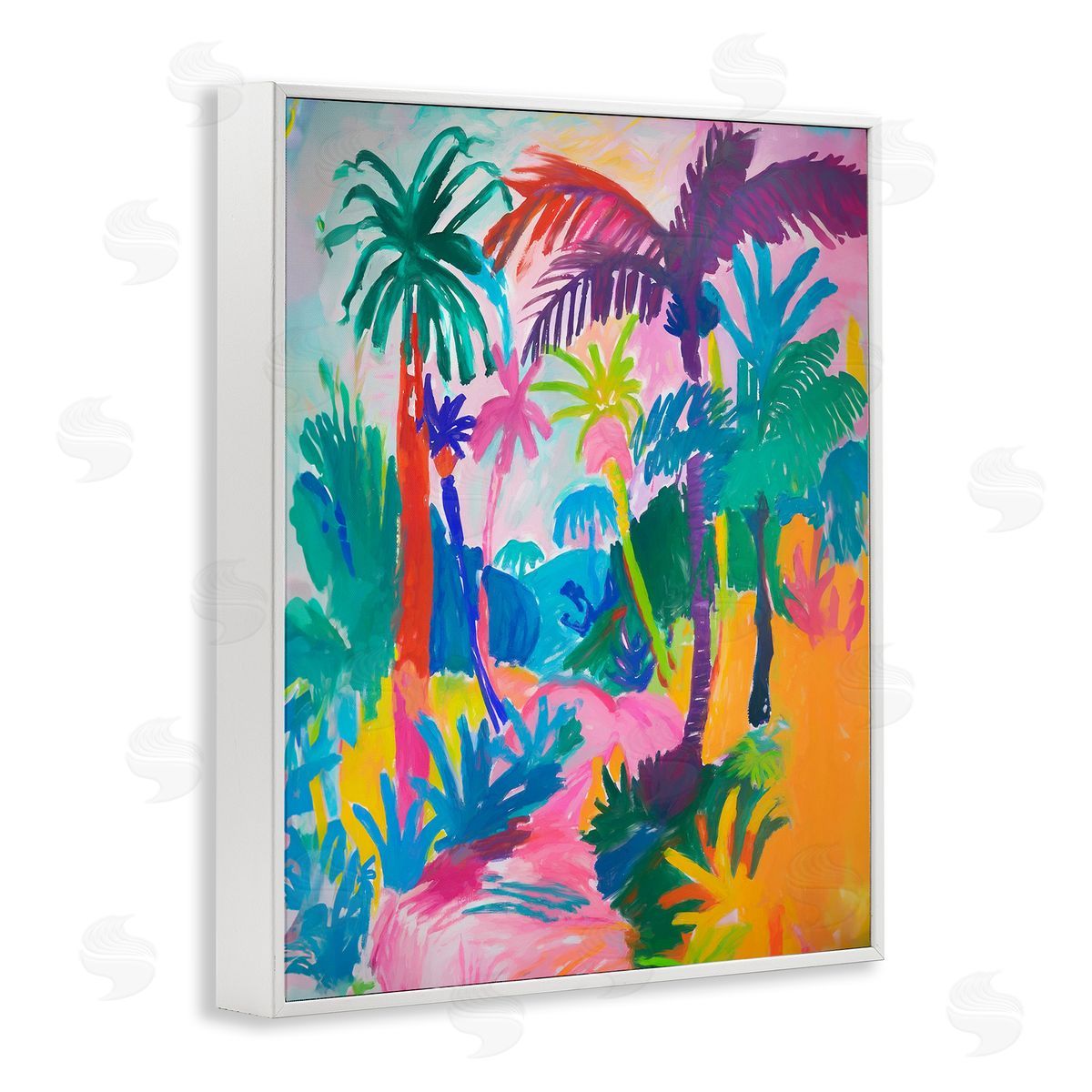 Bold Palm Paradise White Frame Print Wall Art, Home Decor by Ramona Murdock