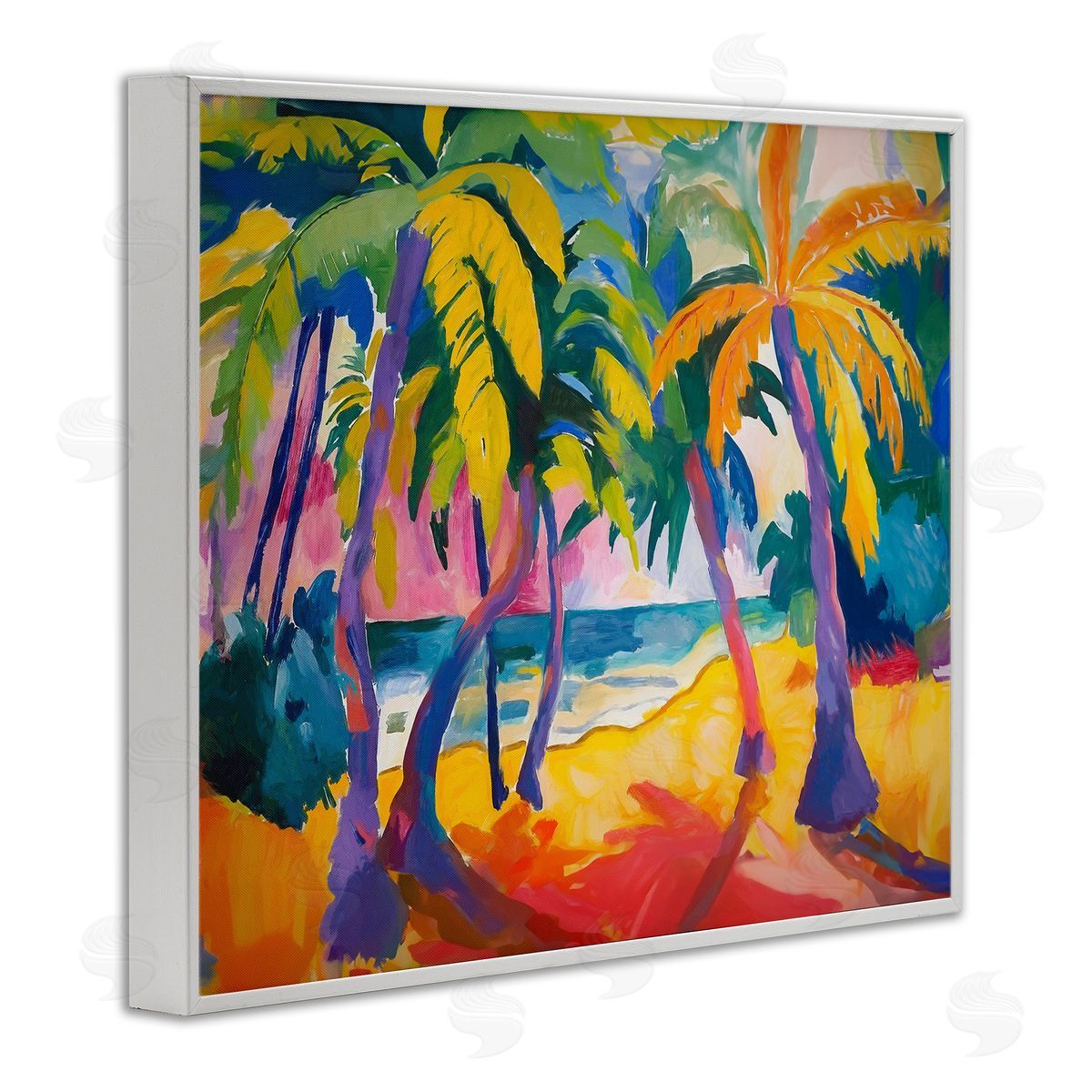 Tropical Palm Paradise White Frame Print Wall Art, Home Decor by Ramona Murdock