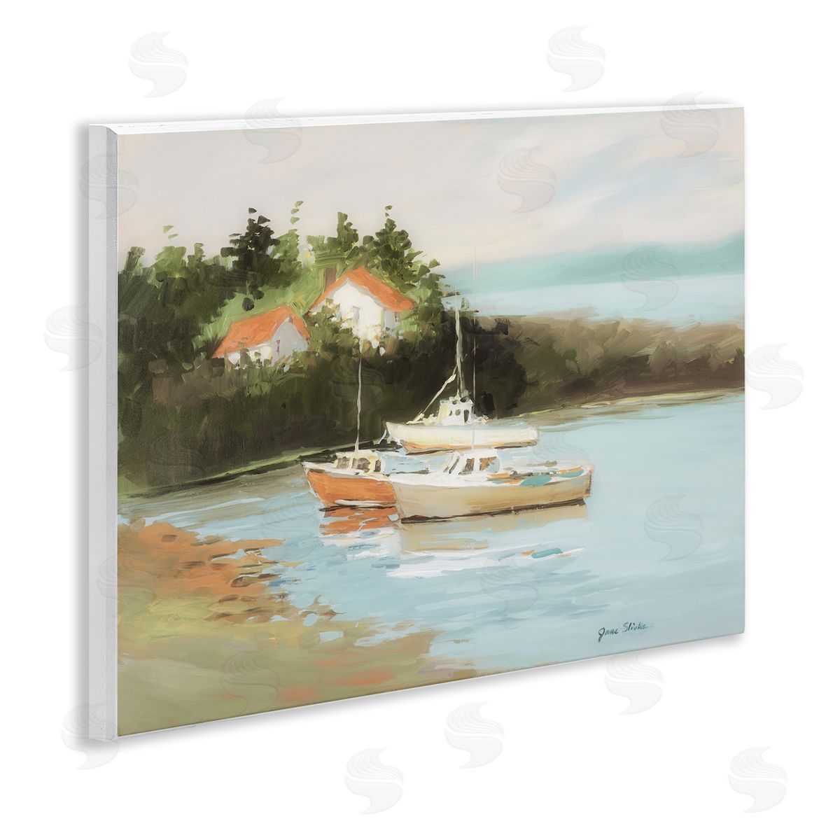 Calm Boat Harbor Wood Plaque Wall Art, Home Decor by Jane Slivka