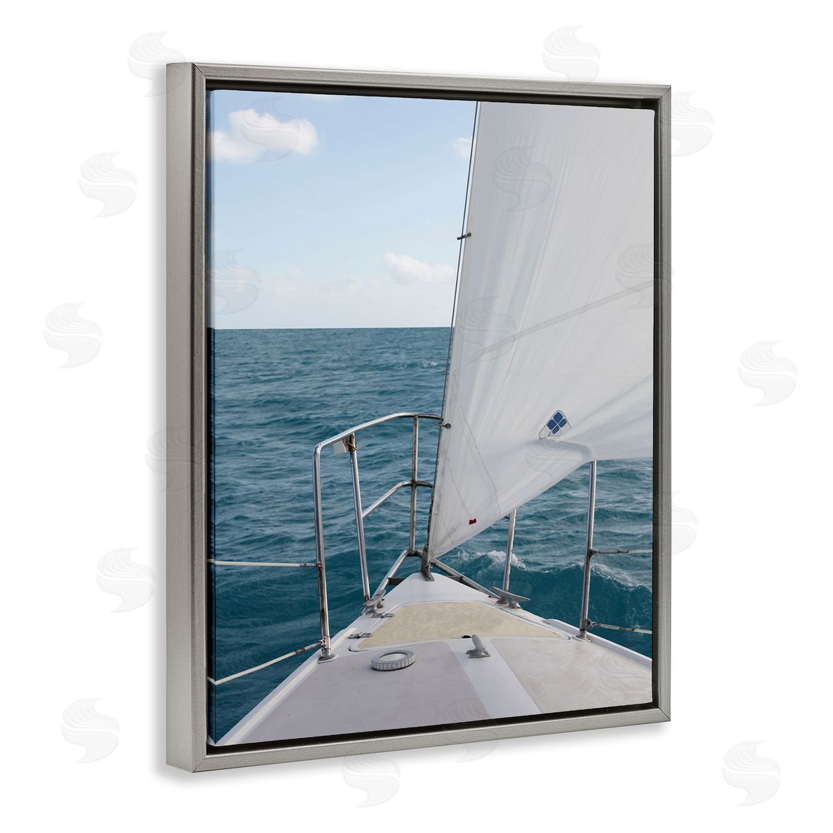 Susan Bryant Ship Bow View Gray Floating Frame Canvas Wall Art Print