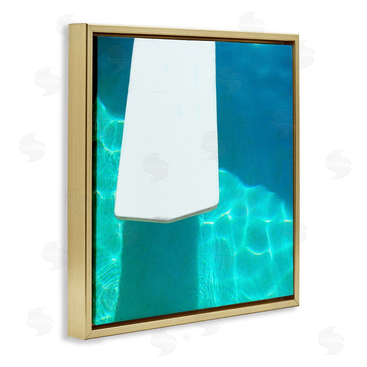 Lisa Hill Saghini Pool Diving Board Gold Floating Frame Canvas Wall Art Print