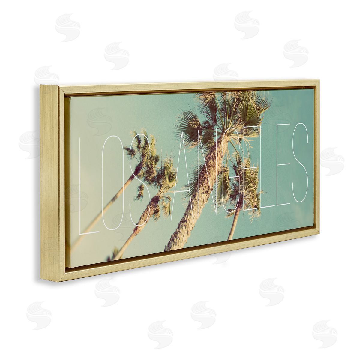 Los Angeles Palms Gold Floating Frame Canvas Wall Art, Home Decor by Emily Navas