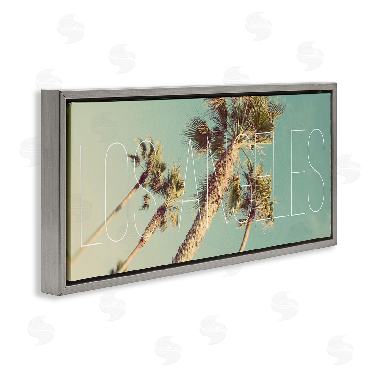 Los Angeles Palms Grey Floating Frame Canvas Wall Art, Home Decor by Emily Navas