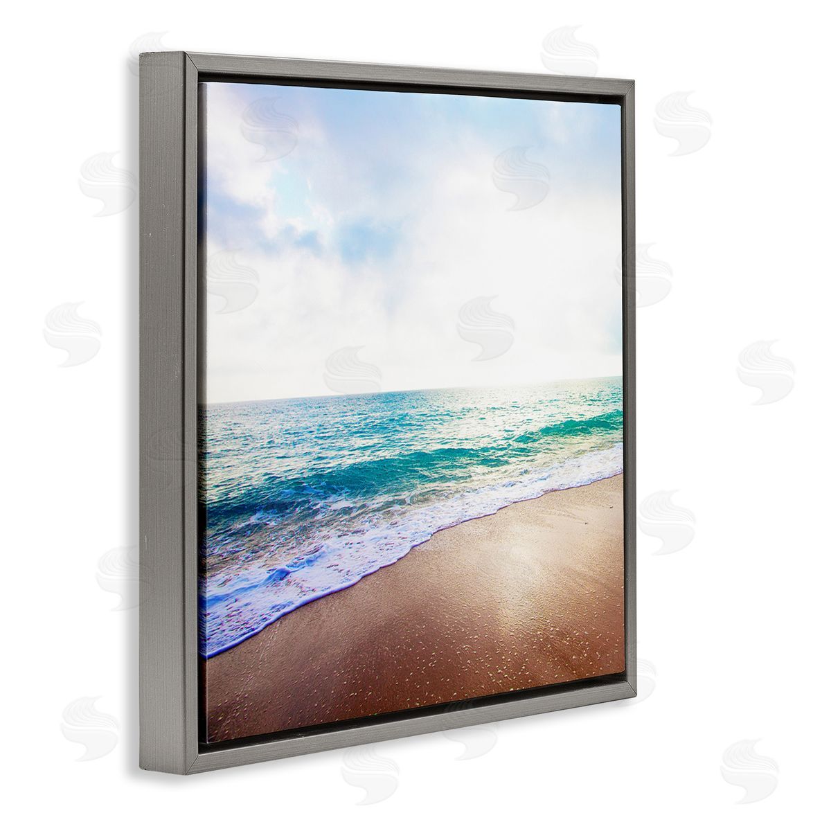 Susan Bryant Sun Shining over Beach Gray Floating Frame Canvas Wall Art Print