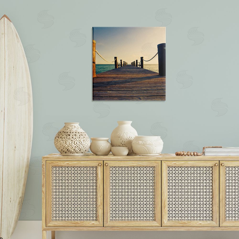 Susan Bryant Coastal Beach Dock Canvas Wall Art Print in Room