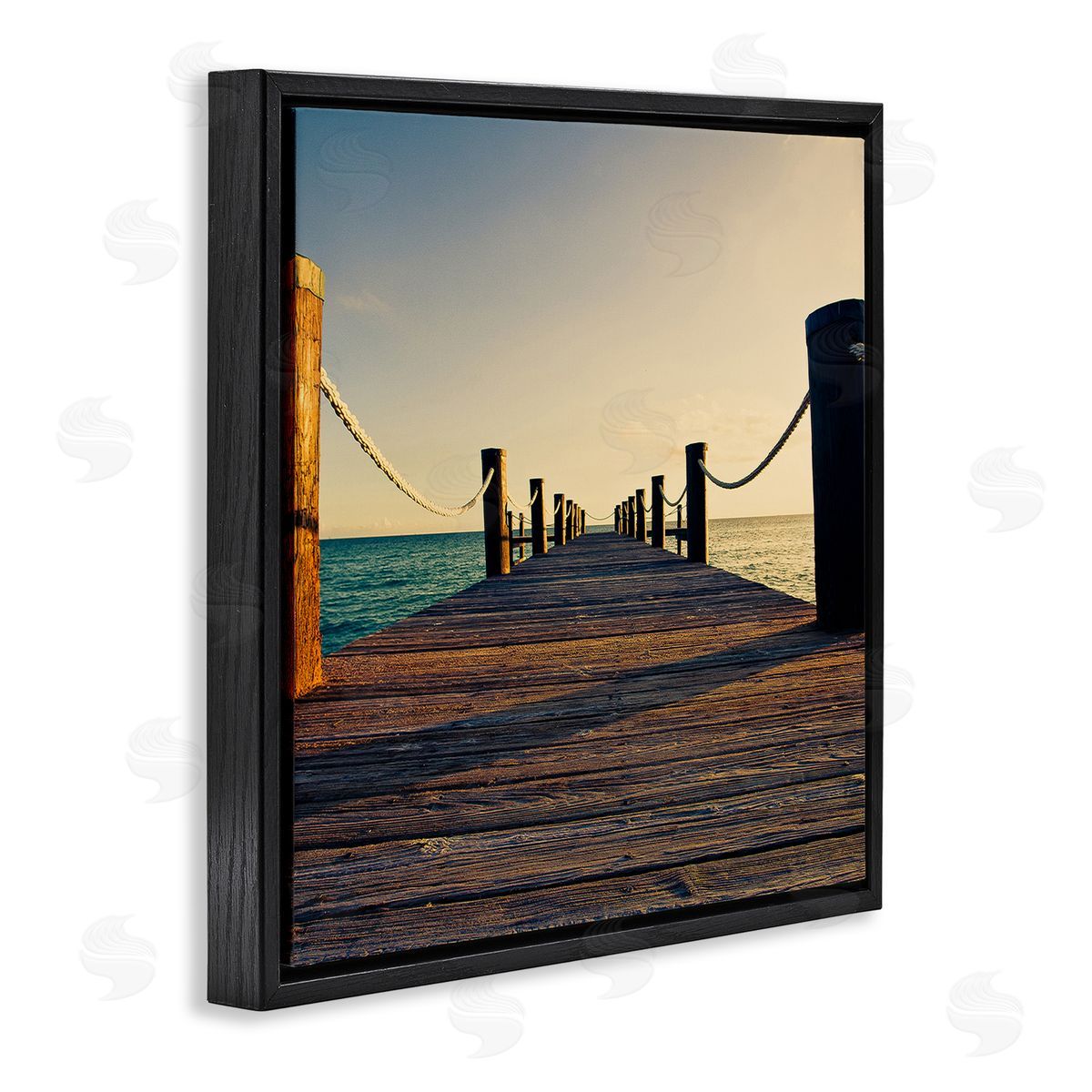 Susan Bryant Coastal Beach Dock Black Floating Frame Canvas Wall Art Print