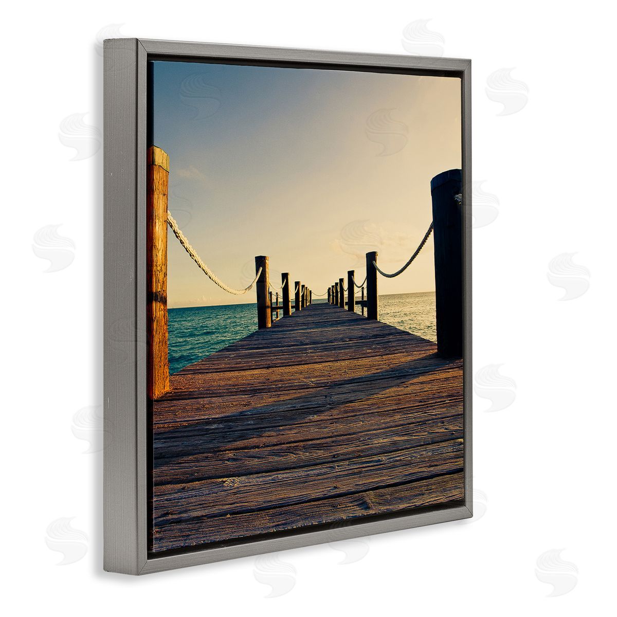 Susan Bryant Coastal Beach Dock Gray Floating Frame Canvas Wall Art Print