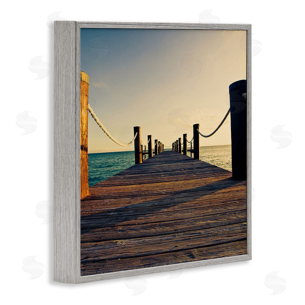 Susan Bryant Coastal Beach Dock Gray Framed Giclee Wall Art Print
