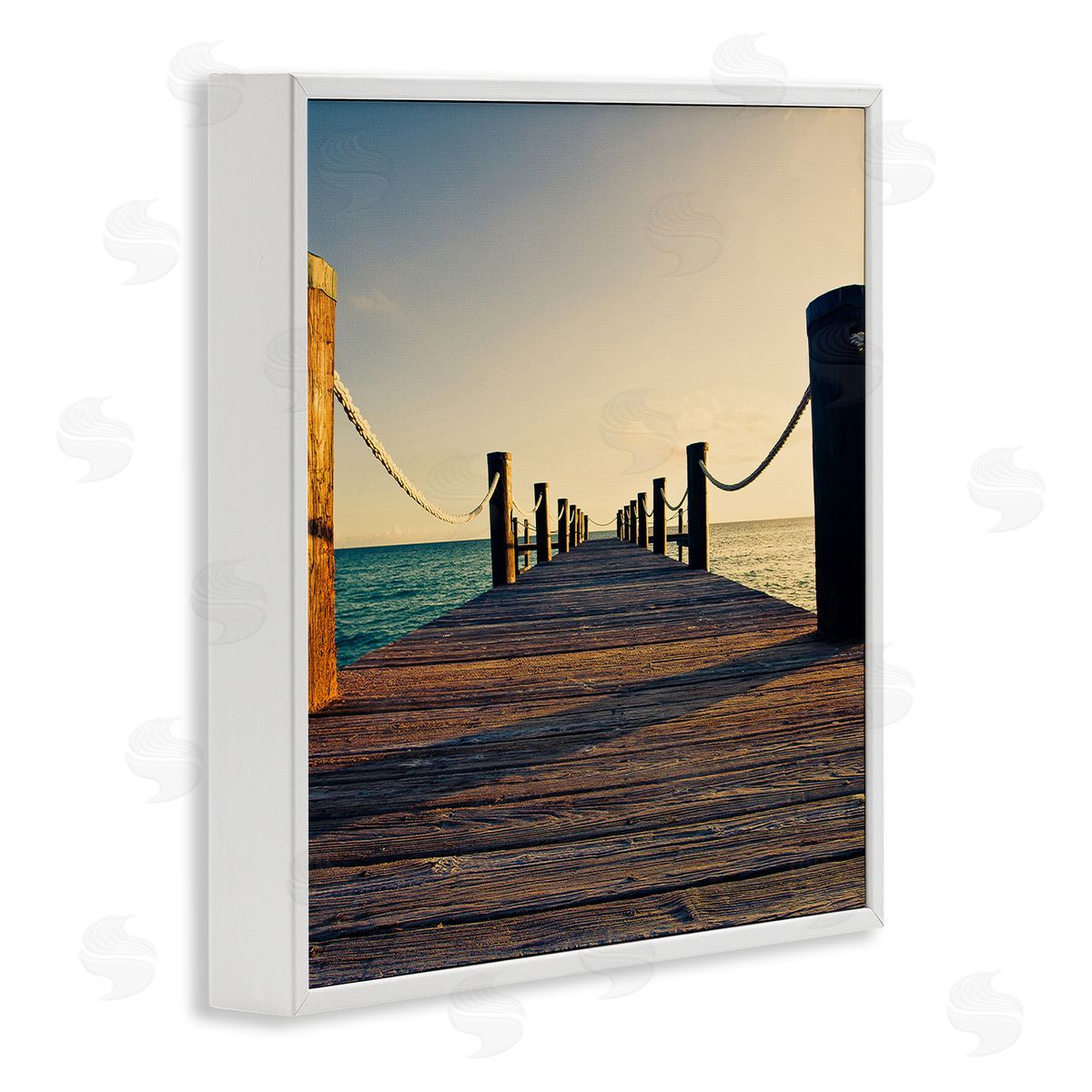 Susan Bryant Coastal Beach Dock White Framed Giclee Wall Art Print
