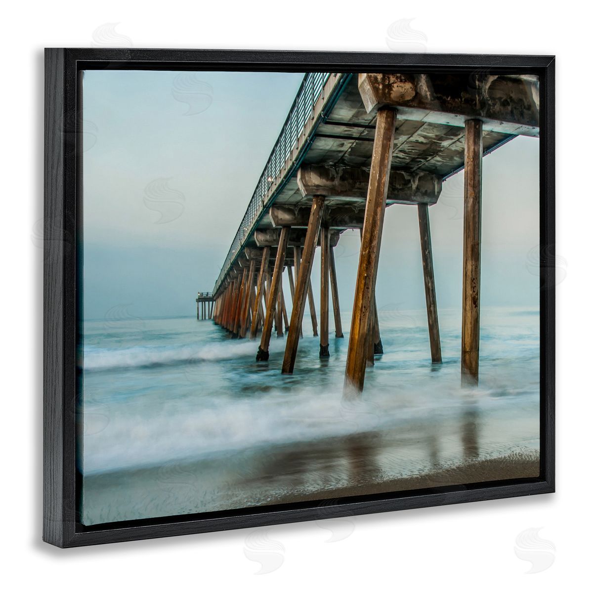 Summer Dock Splashes Black Floating Frame Canvas Wall Art, Home Decor by Bill Carson Photography