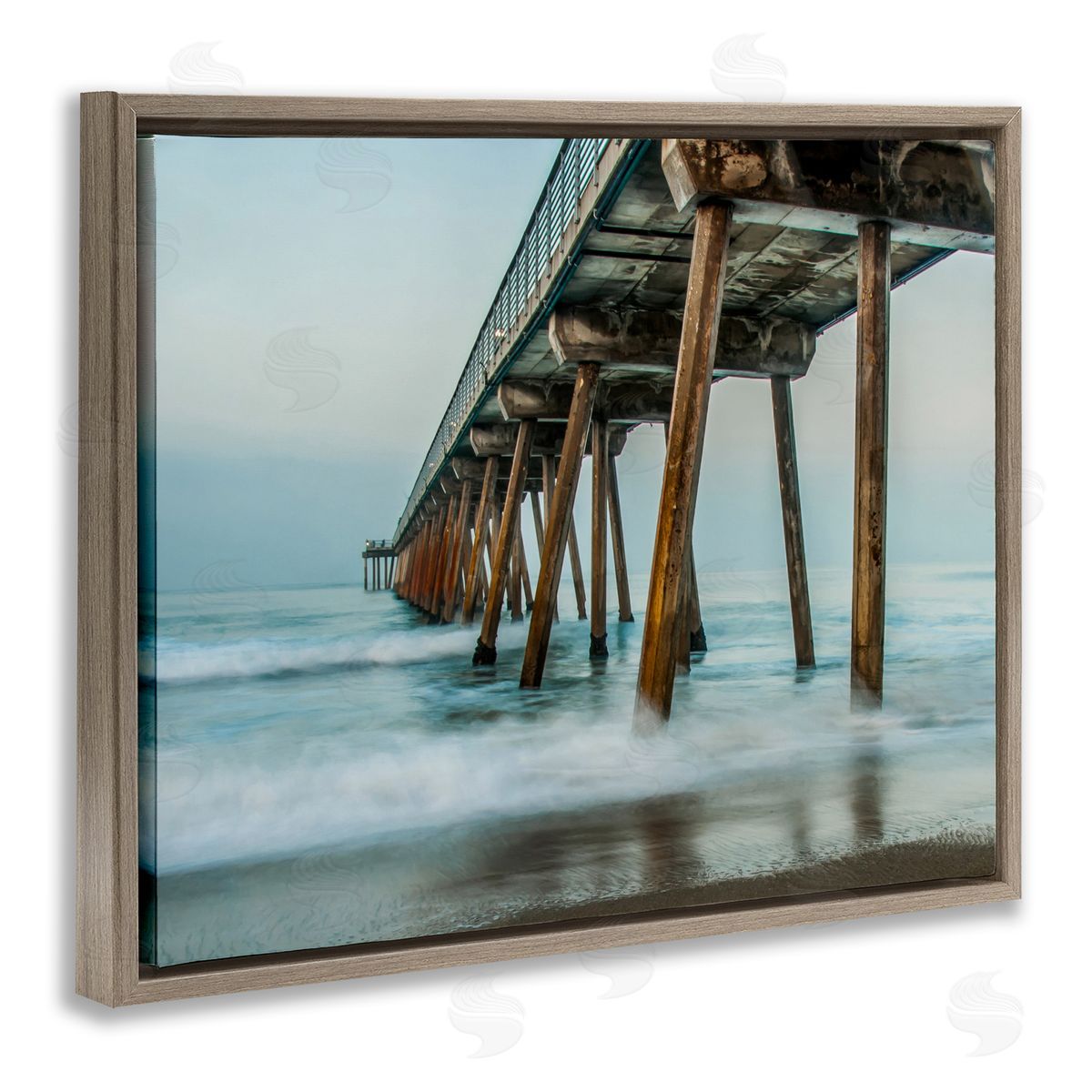 Summer Dock Splashes Brown Floating Frame Canvas Wall Art, Home Decor by Bill Carson Photography