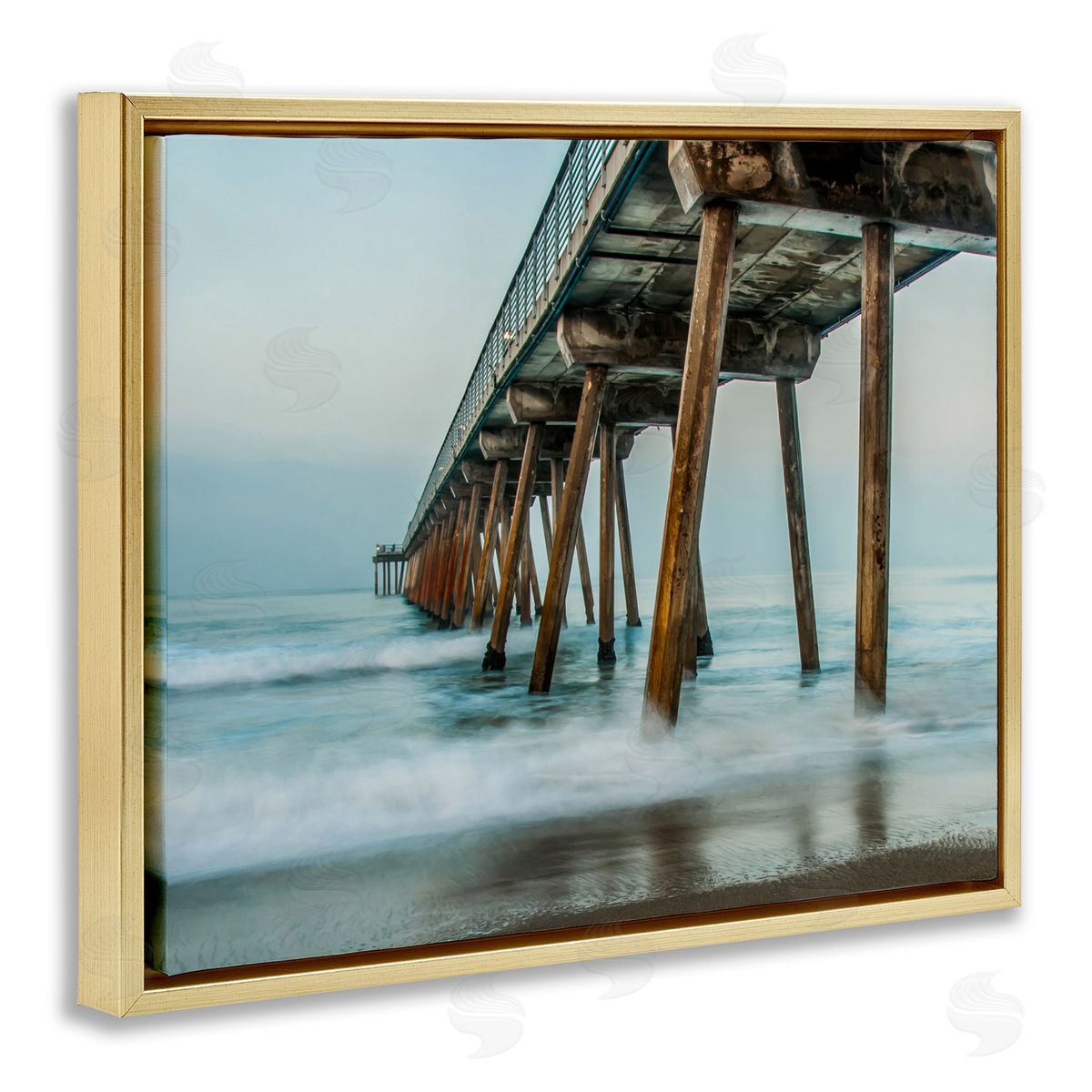 Summer Dock Splashes Gold Floating Frame Canvas Wall Art, Home Decor by Bill Carson Photography