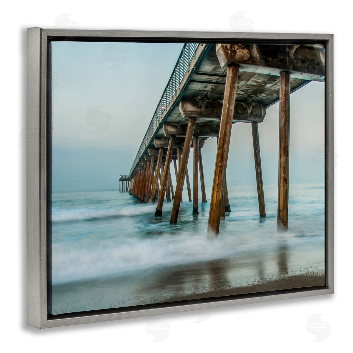 Summer Dock Splashes Grey Floating Frame Canvas Wall Art, Home Decor by Bill Carson Photography