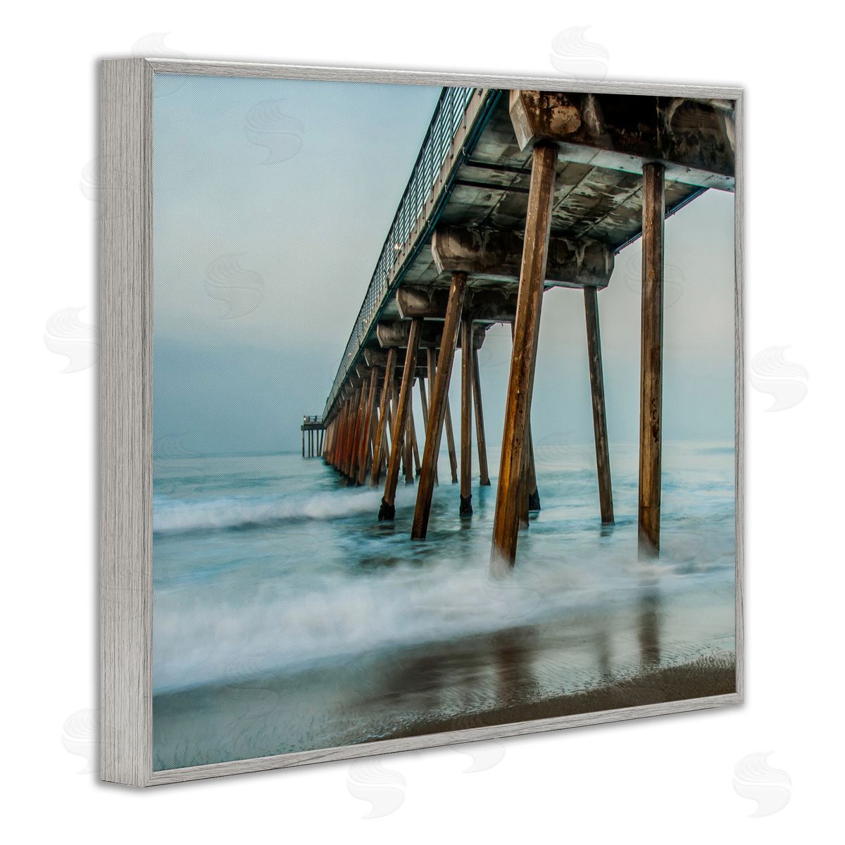 Summer Dock Splashes Grey Frame Print Wall Art, Home Decor by Bill Carson Photography