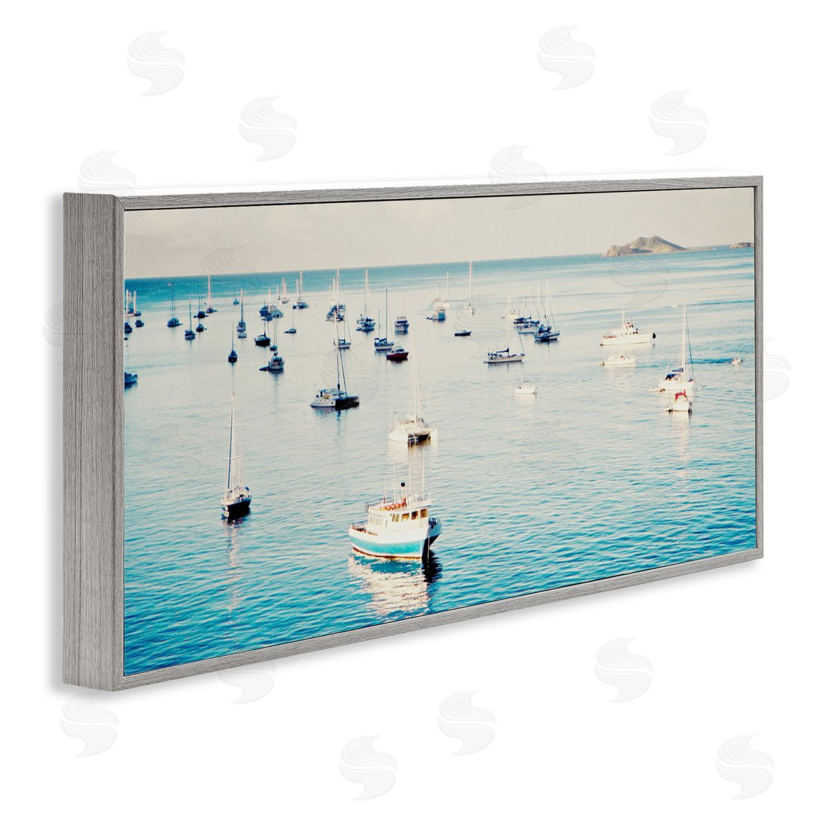 Boat Fleet Marina Grey Frame Print Wall Art, Home Decor by Jairo Rodriguez