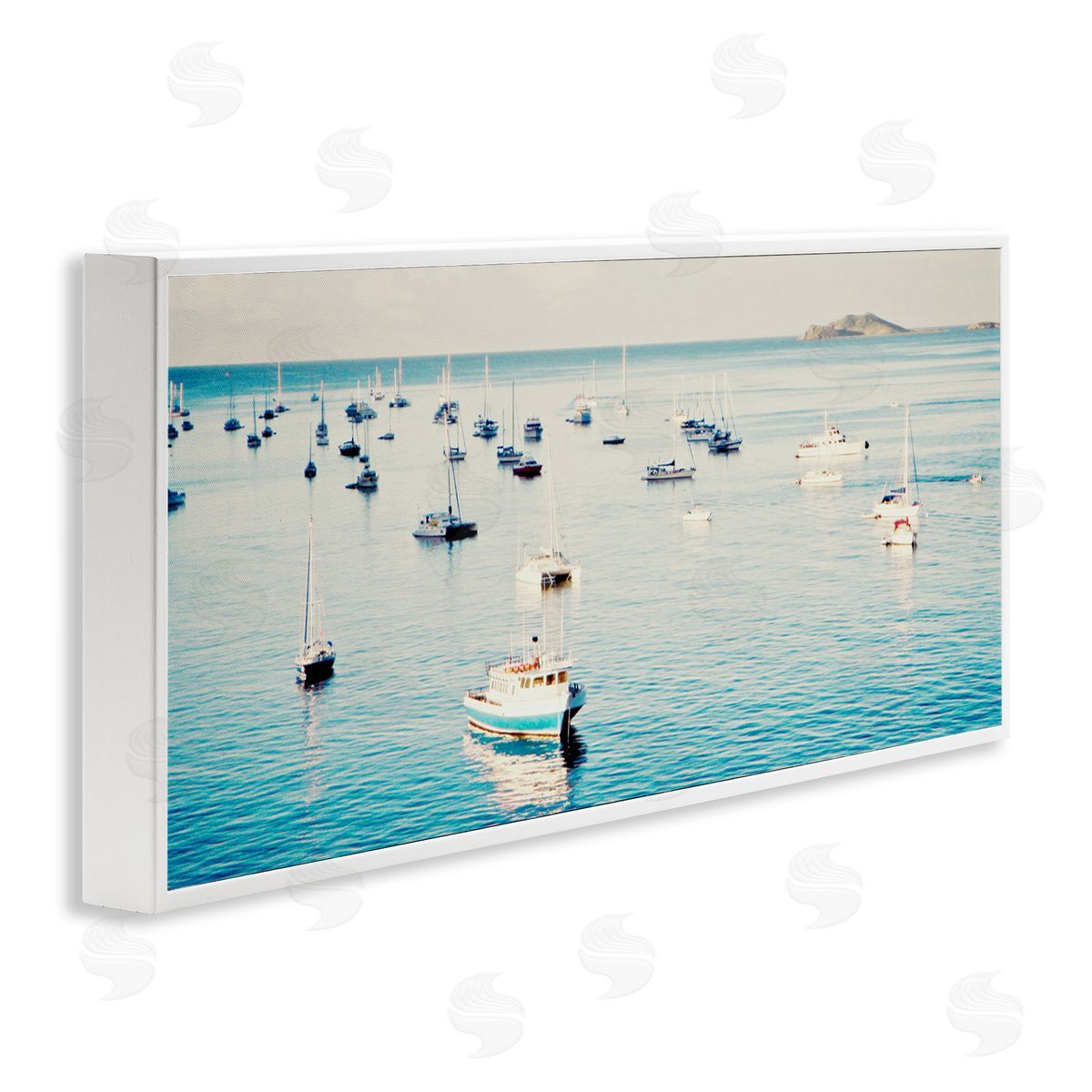 Boat Fleet Marina White Frame Print Wall Art, Home Decor by Jairo Rodriguez