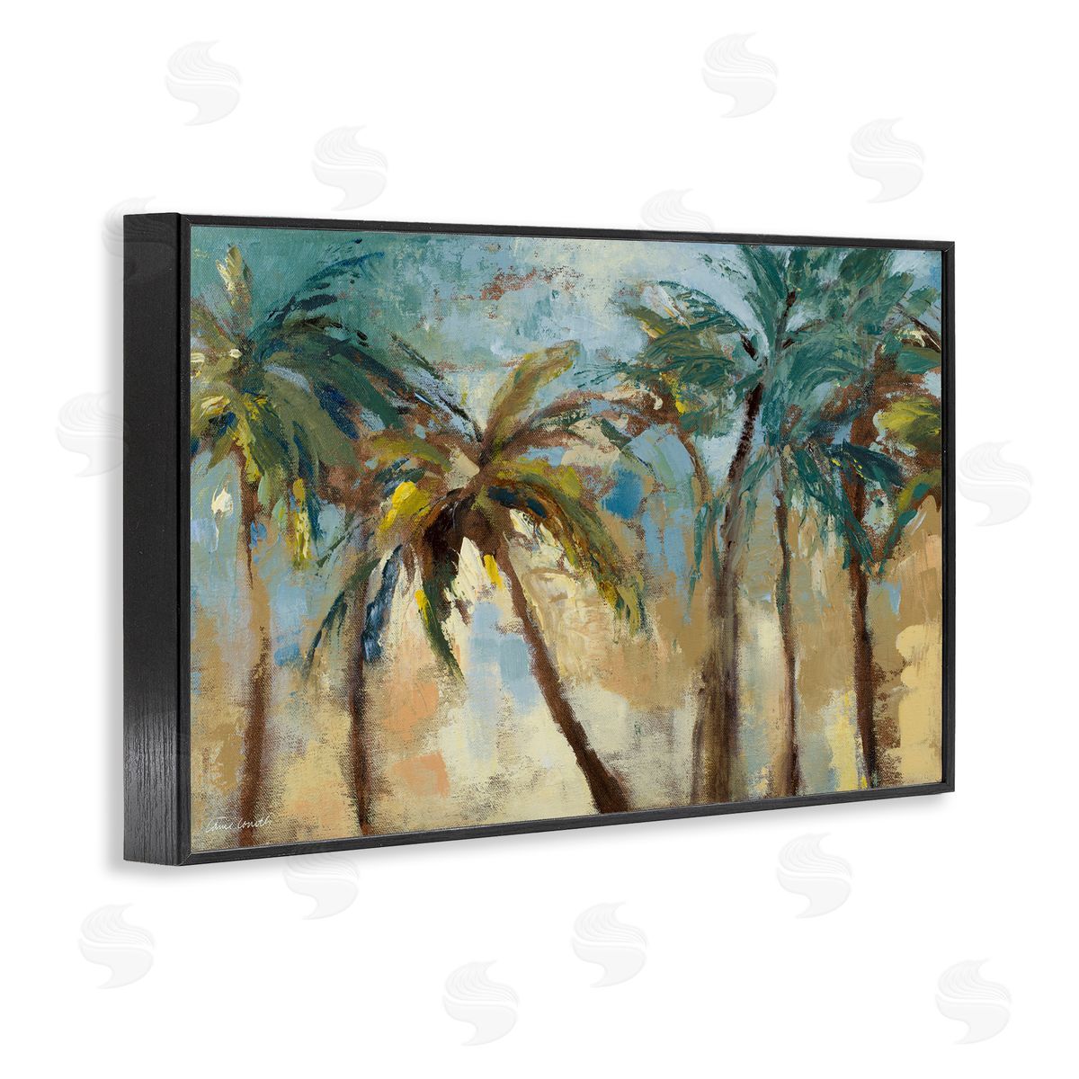 Abstract Brushed Palms Black Frame Print Wall Art, Home Decor by Lanie Loreth