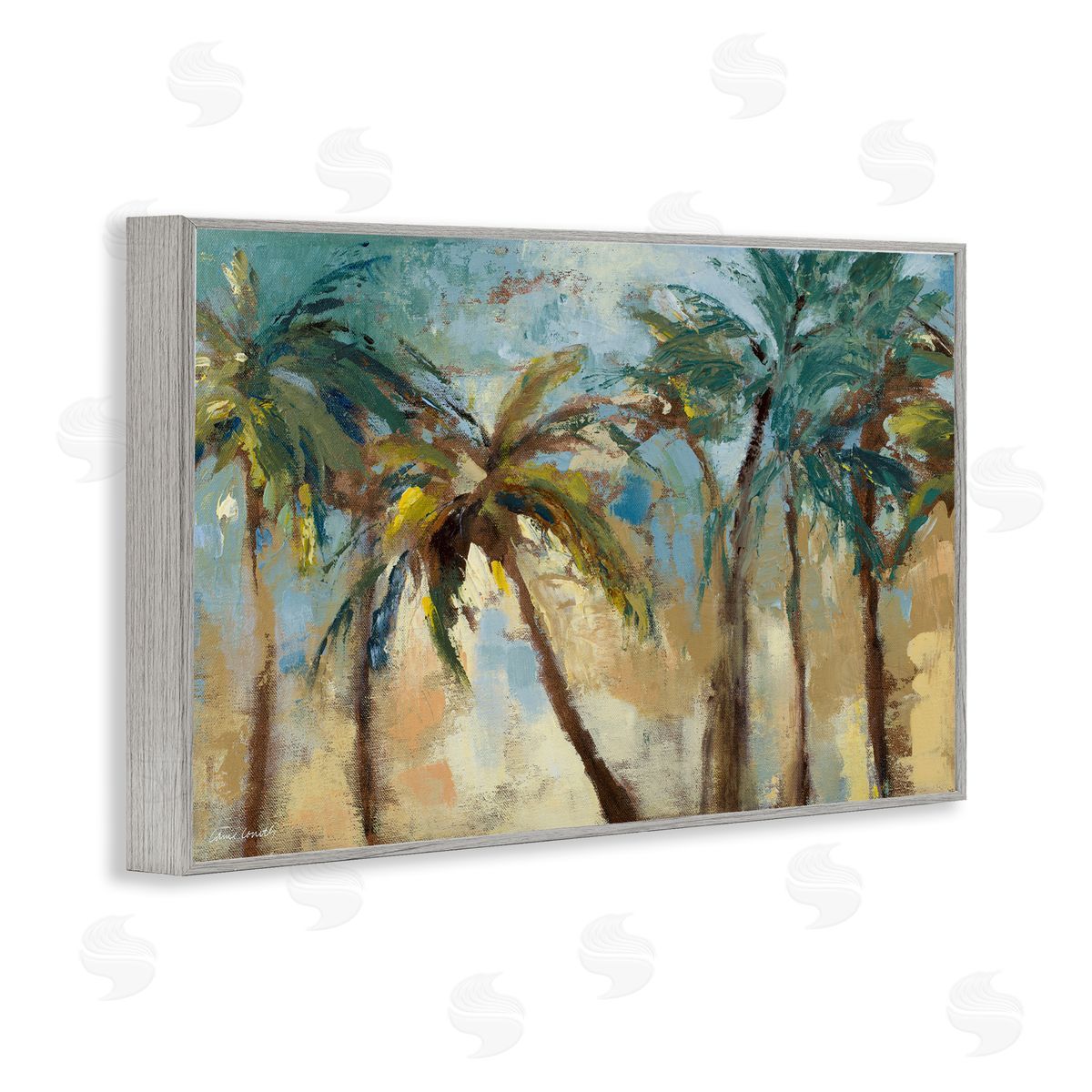 Abstract Brushed Palms Grey Frame Print Wall Art, Home Decor by Lanie Loreth