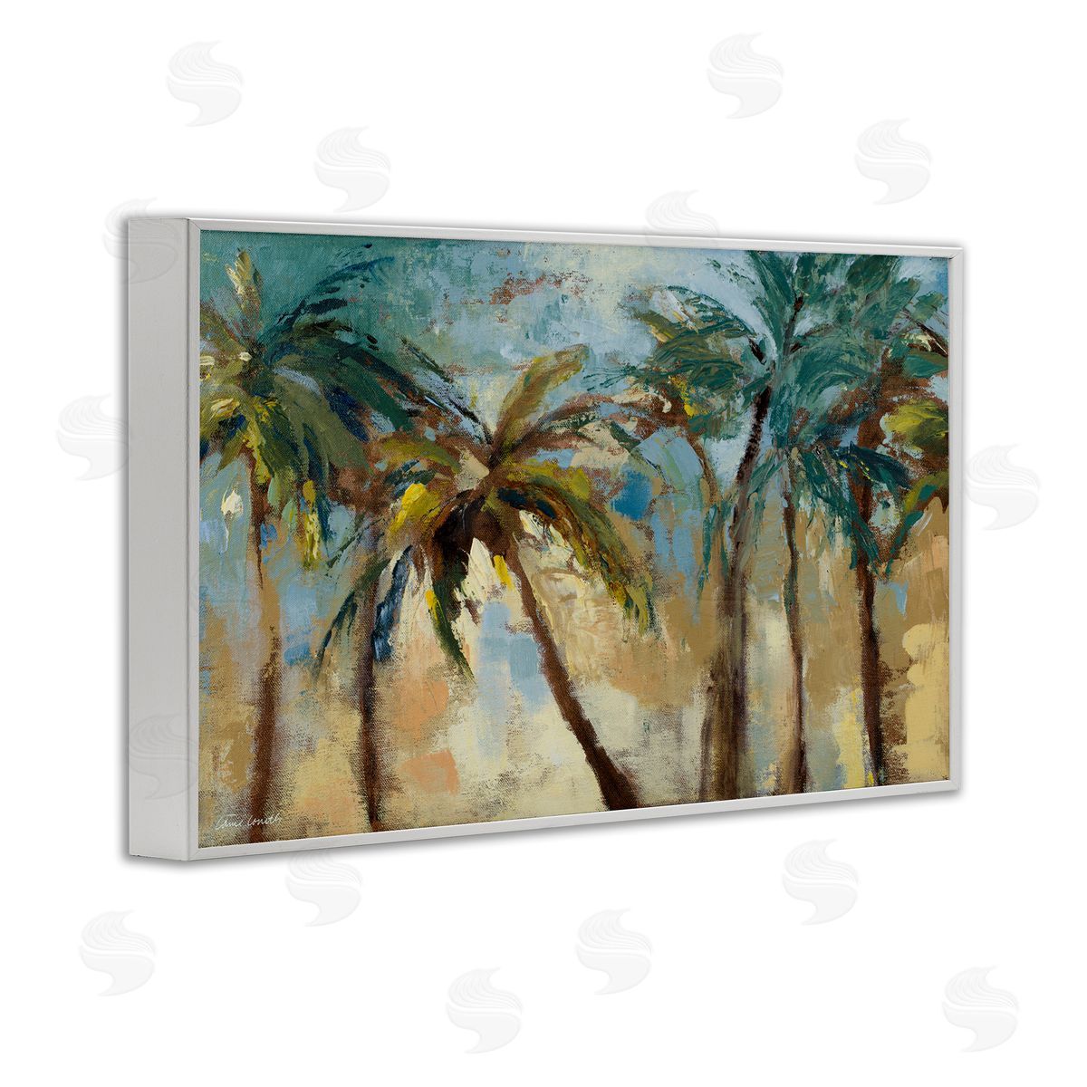 Abstract Brushed Palms White Frame Print Wall Art, Home Decor by Lanie Loreth
