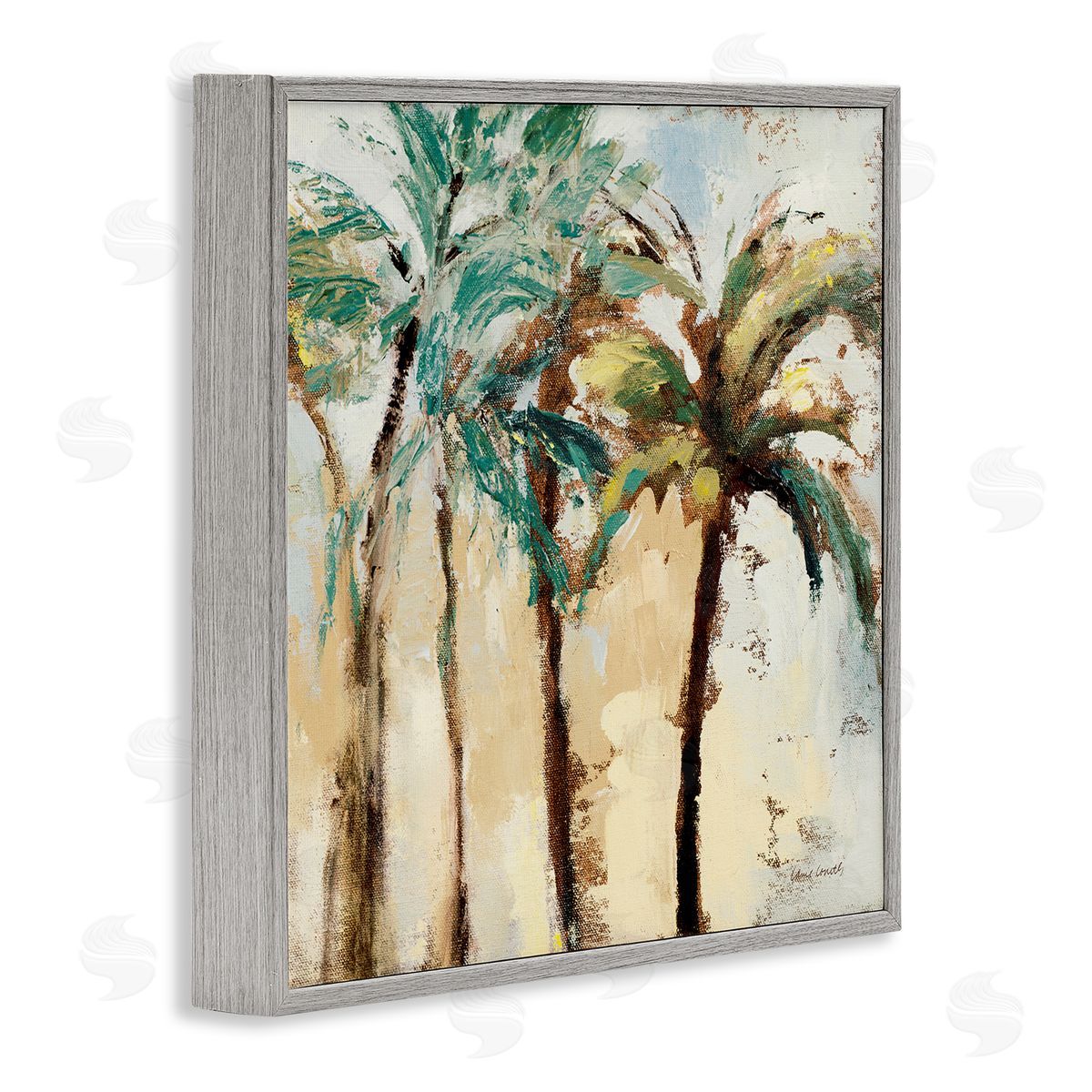 Rustic Brushed Palm Trees Grey Frame Print Wall Art, Home Decor by Lanie Loreth