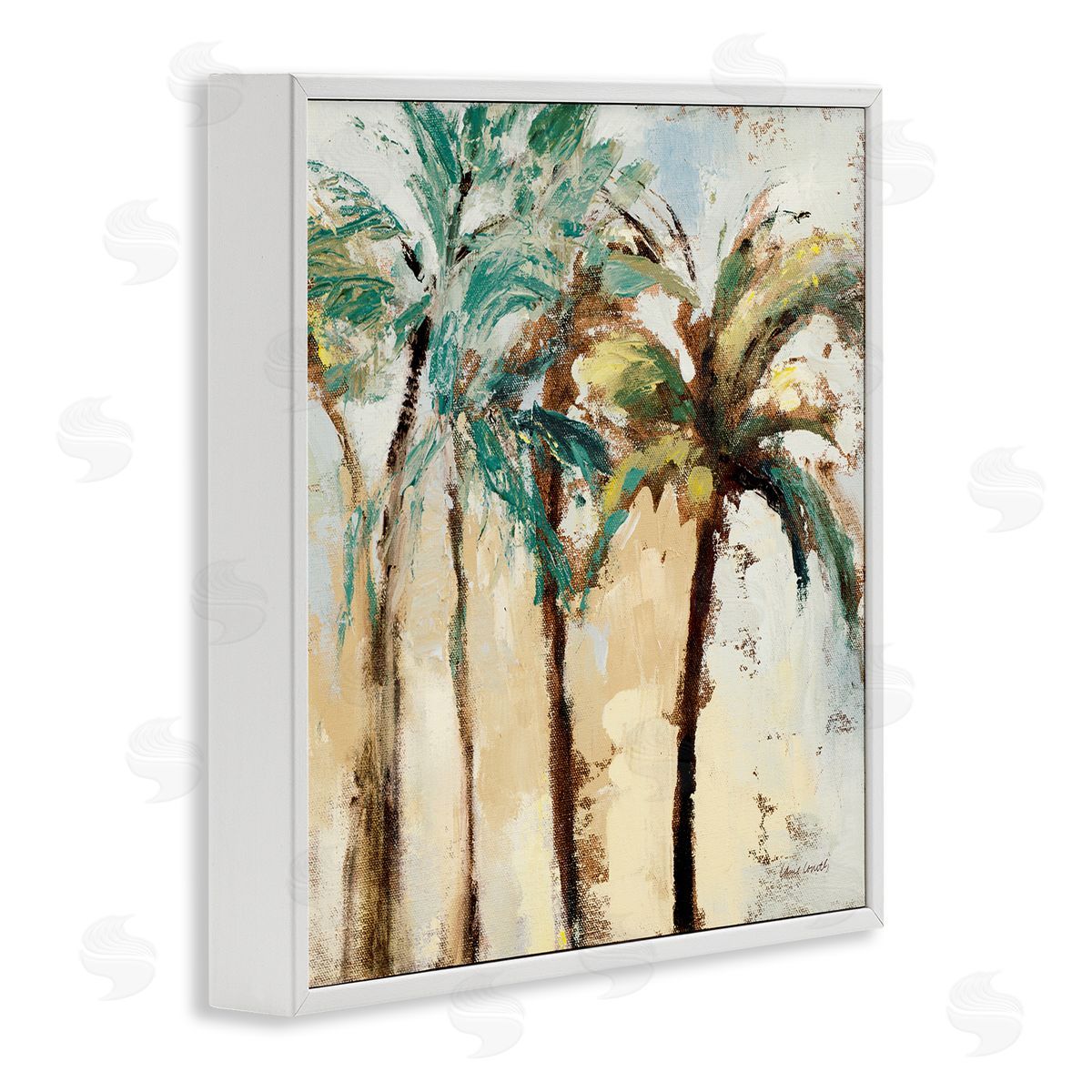 Rustic Brushed Palm Trees White Frame Print Wall Art, Home Decor by Lanie Loreth