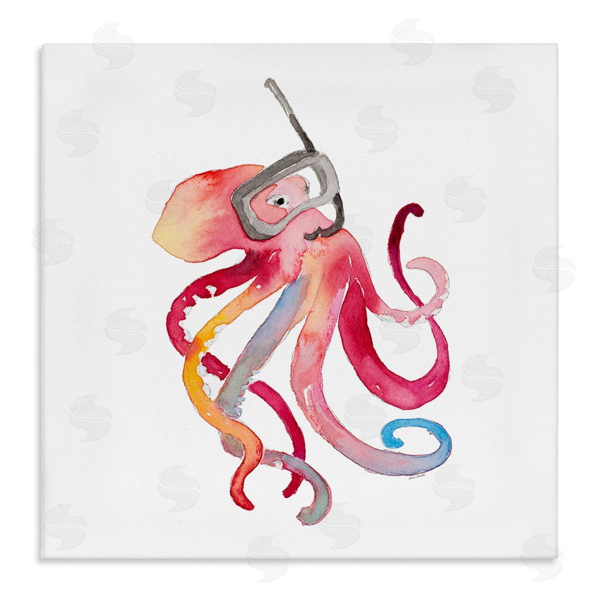 Snorkel Mask Octopus Canvas Wall Art, Home Decor by Lanie Loreth