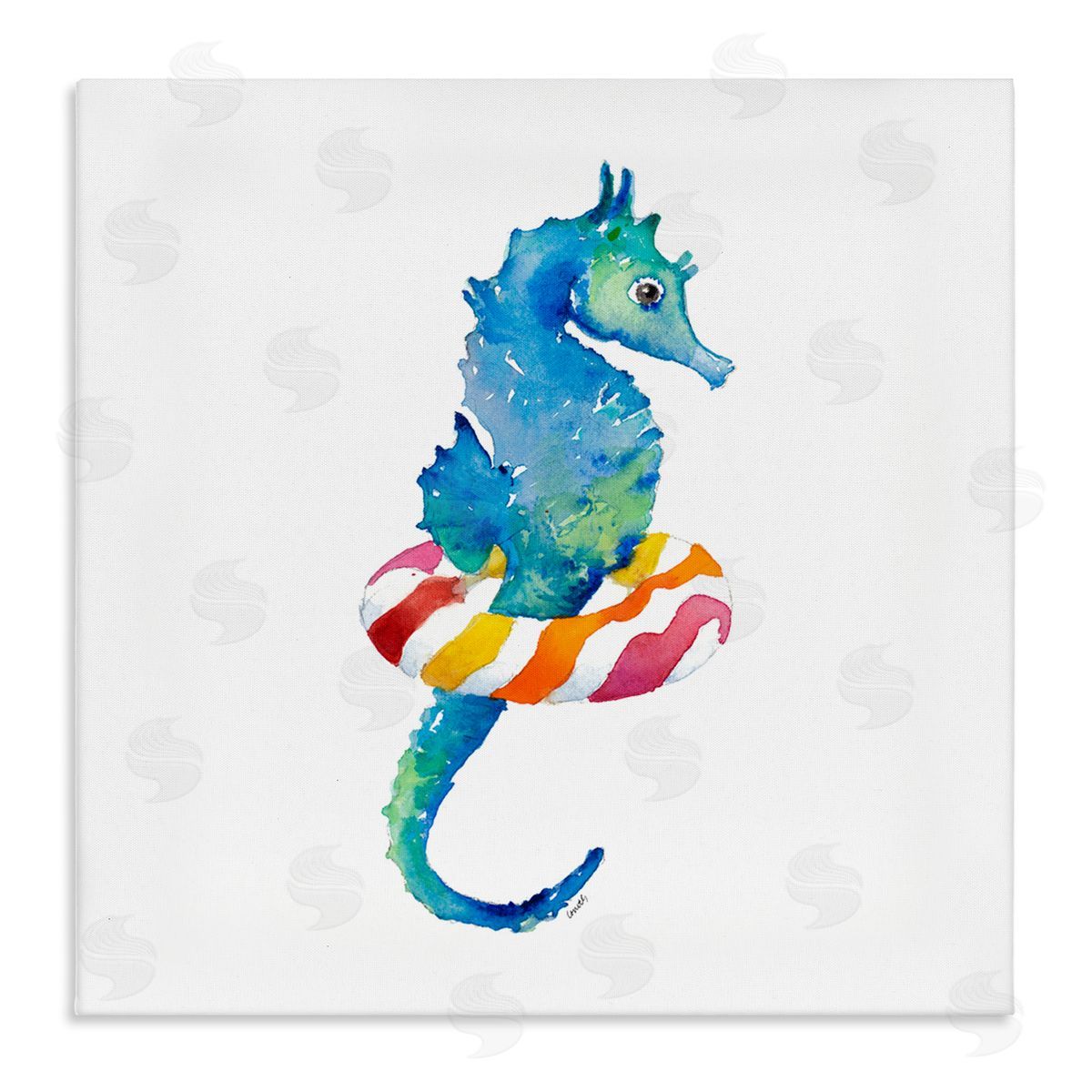 Summer Float Seahorse Canvas Wall Art, Home Decor by Lanie Loreth