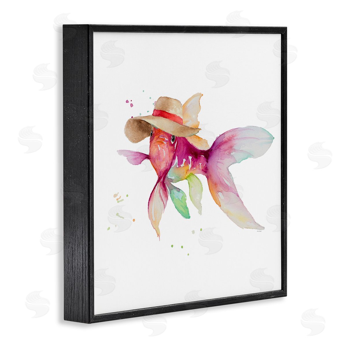 Beach Fish Watercolor Black Frame Print Wall Art, Home Decor by Lanie Loreth