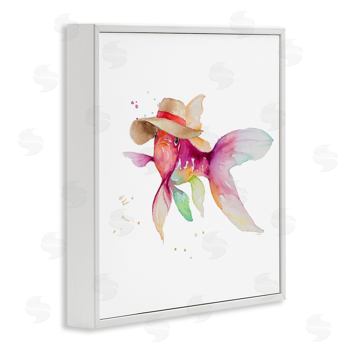 Beach Fish Watercolor White Frame Print Wall Art, Home Decor by Lanie Loreth