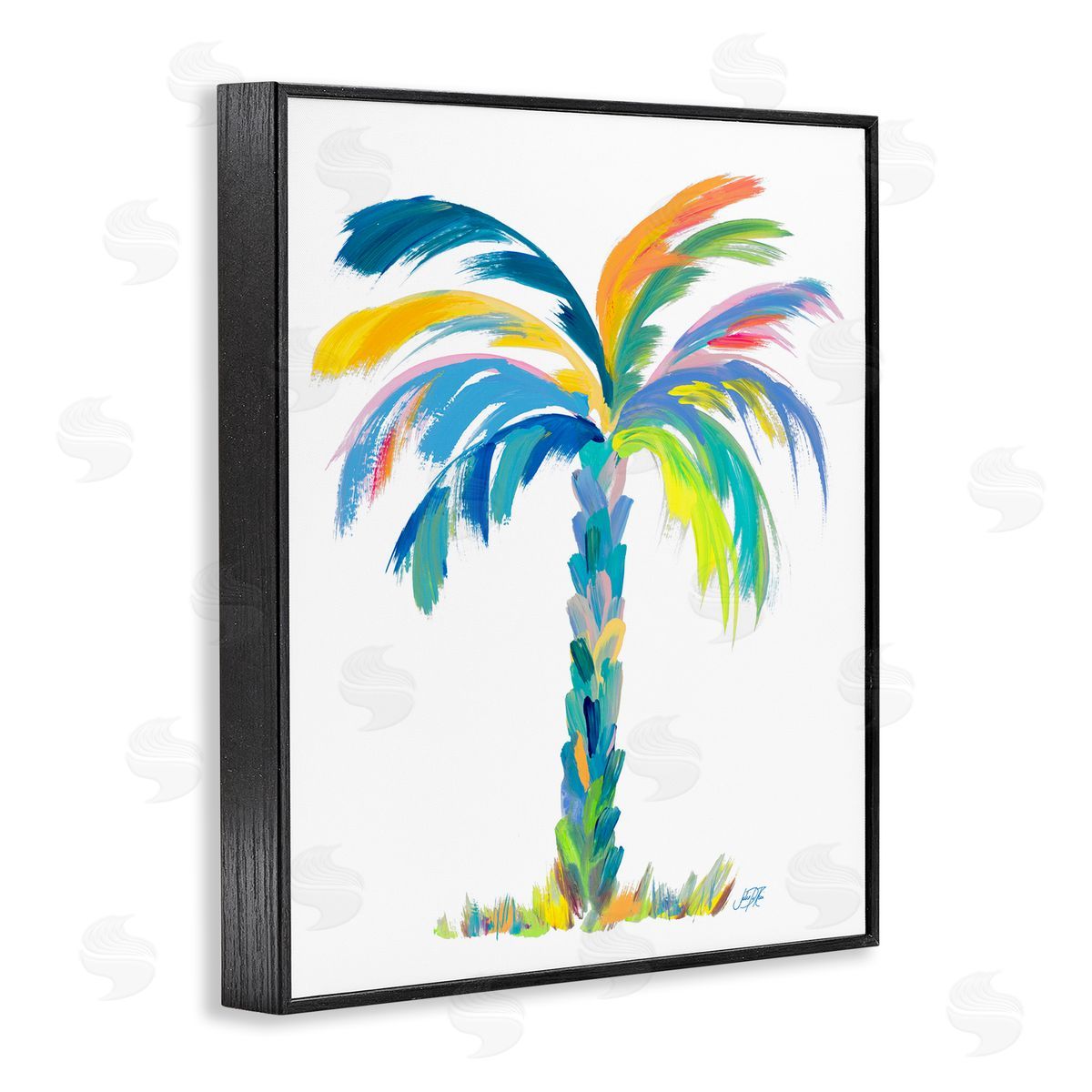 Bold Brushed Palm Black Frame Print Wall Art, Home Decor by Julie DeRice