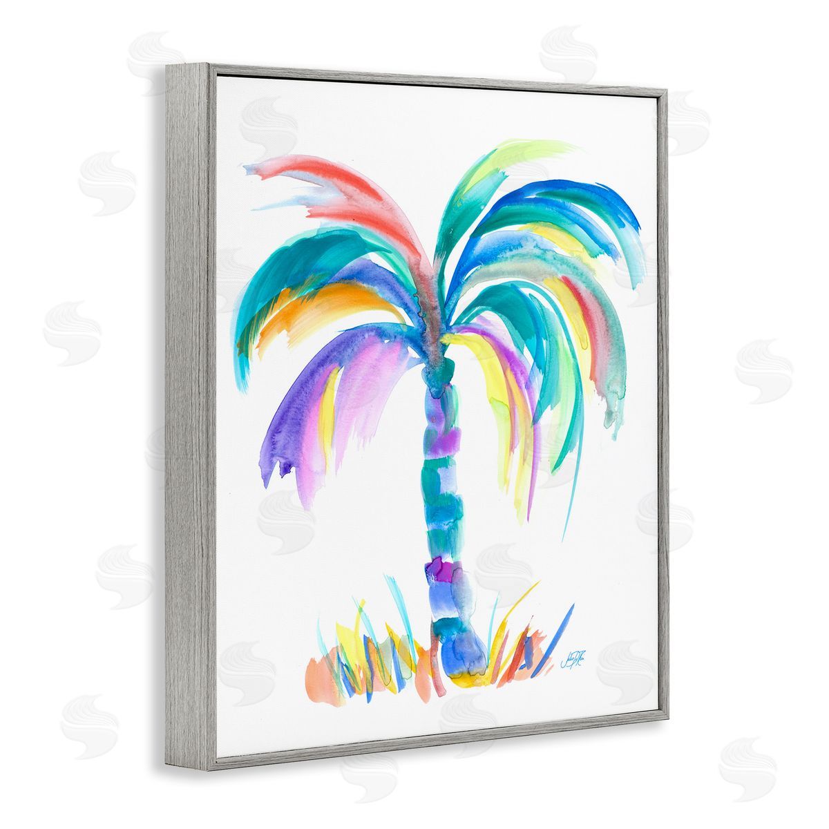 Brushed Palm Tree Grey Frame Print Wall Art, Home Decor by Julie DeRice