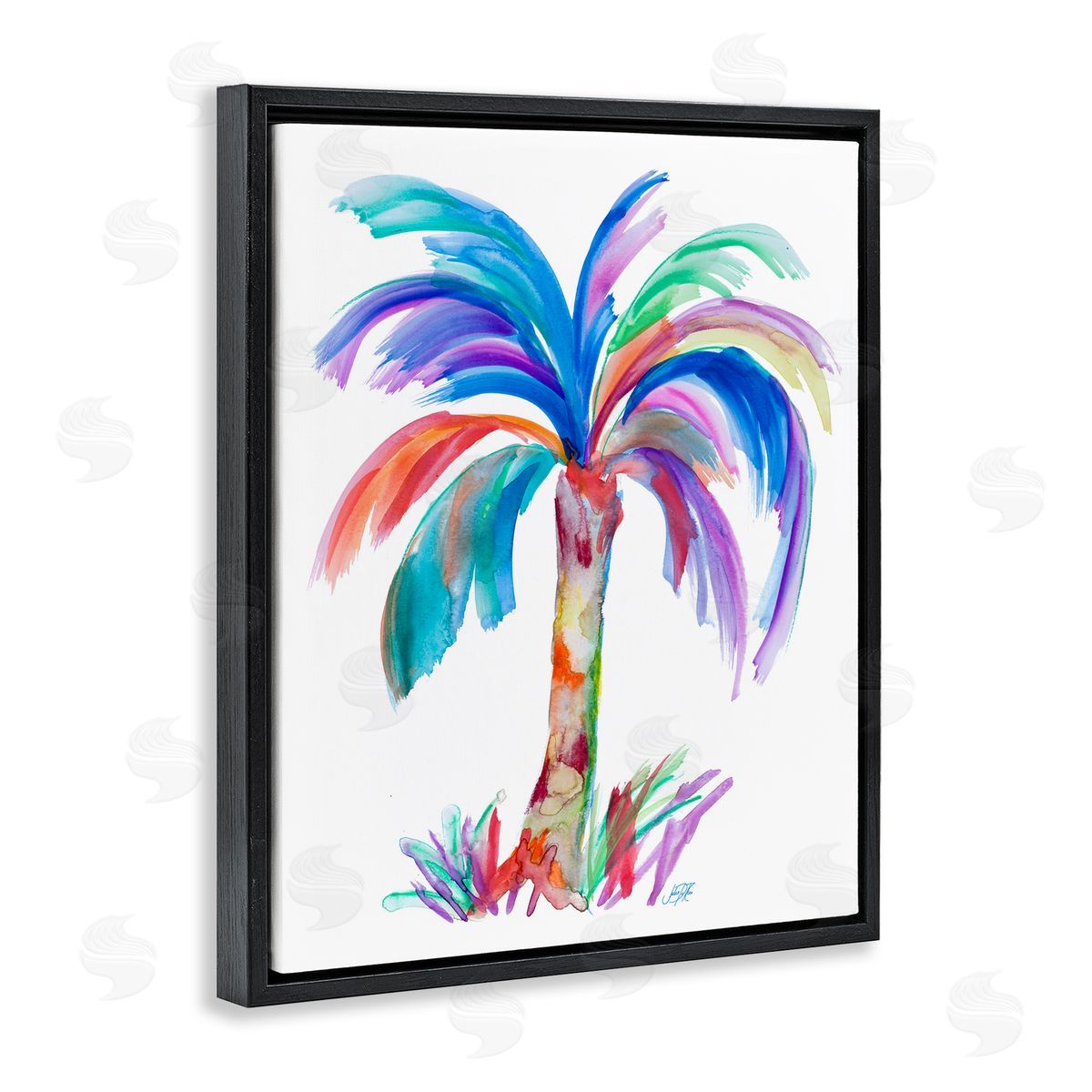 Bold Palm Tree Black Floating Frame Canvas Wall Art, Home Decor by Julie DeRice