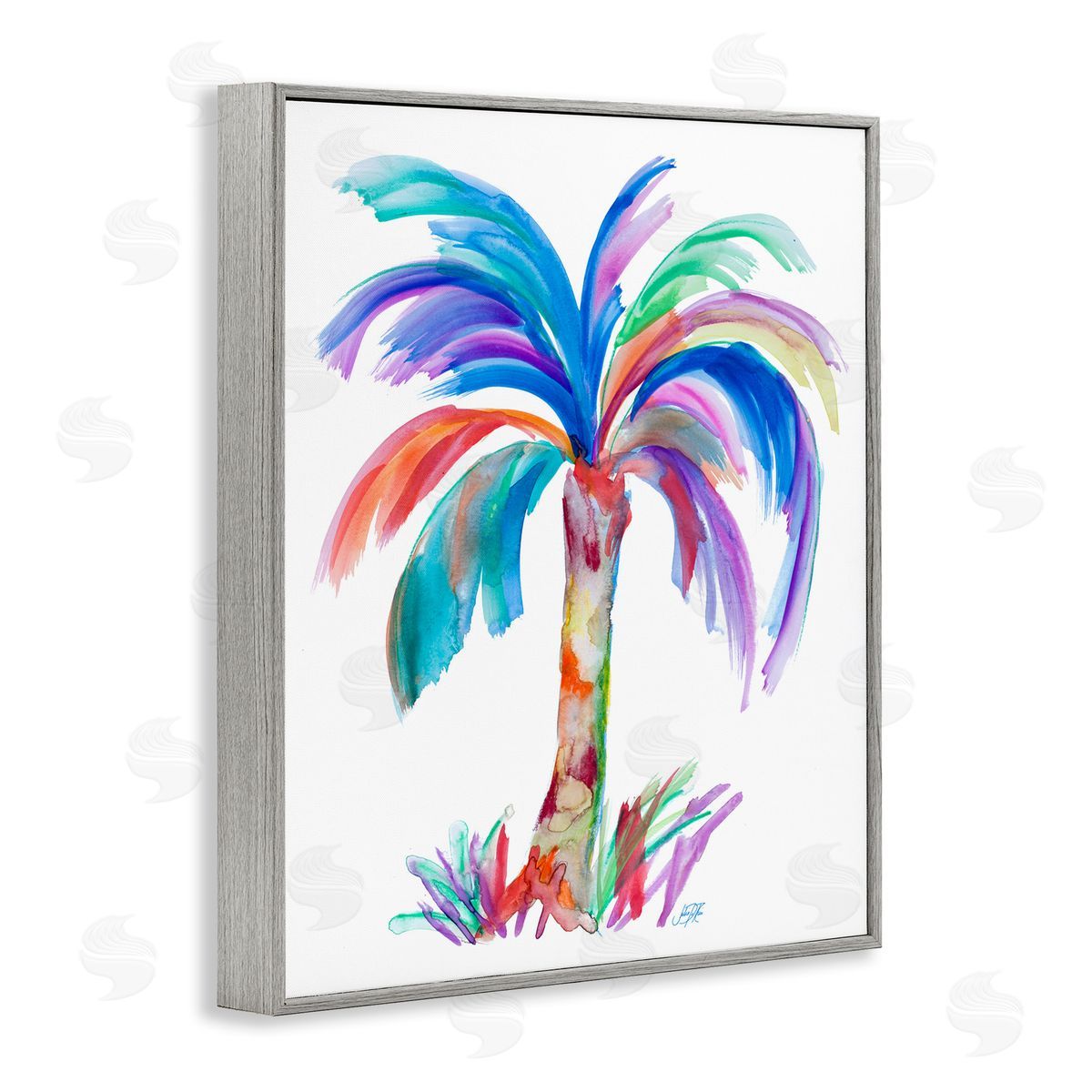 Bold Palm Tree Grey Frame Print Wall Art, Home Decor by Julie DeRice