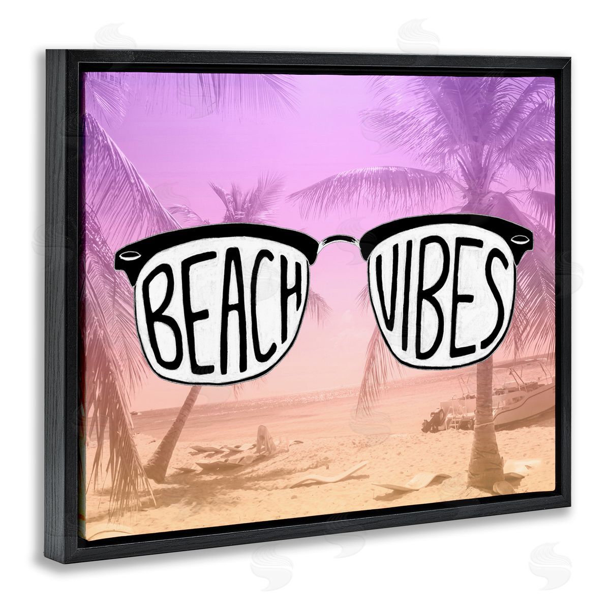 Tropical Beach Vibes Black Floating Frame Canvas Wall Art, Home Decor by Emily Navas