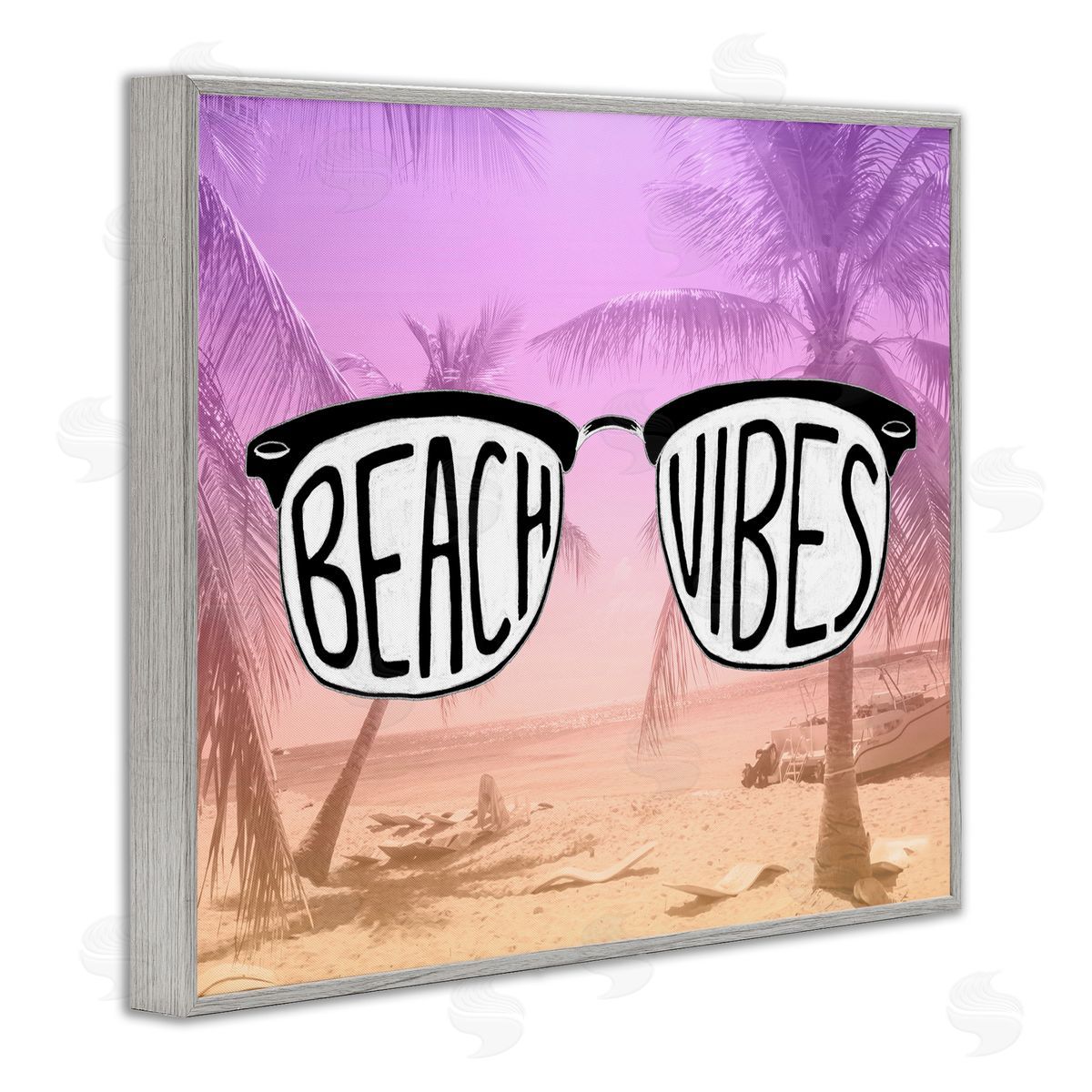 Tropical Beach Vibes Grey Frame Print Wall Art, Home Decor by Emily Navas