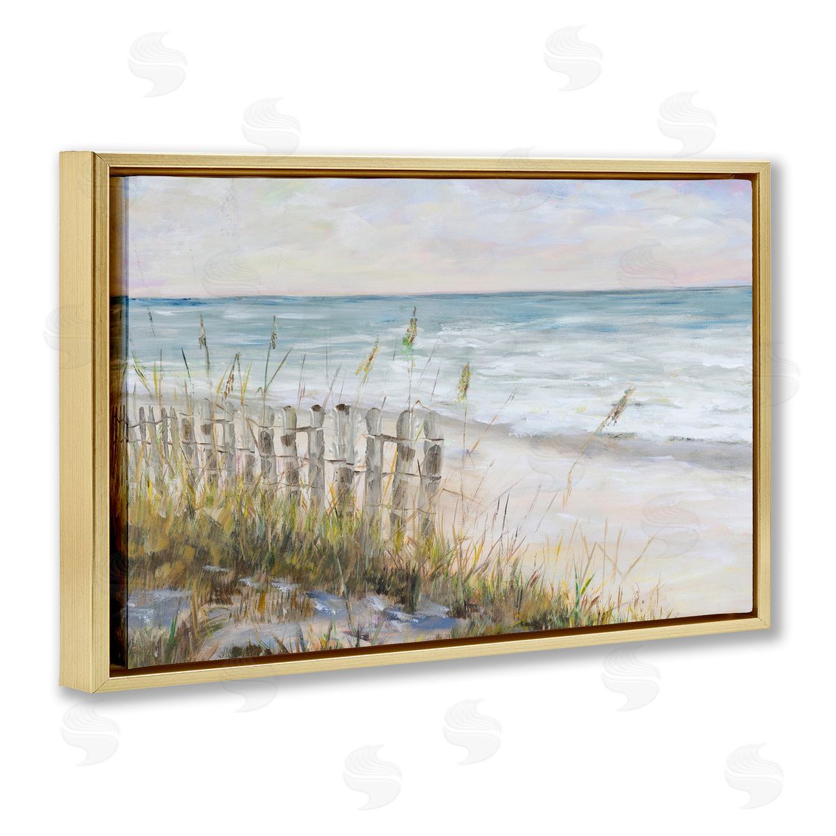 Beach Tide Pools Gold Floating Frame Canvas Wall Art, Home Decor by Julie DeRice